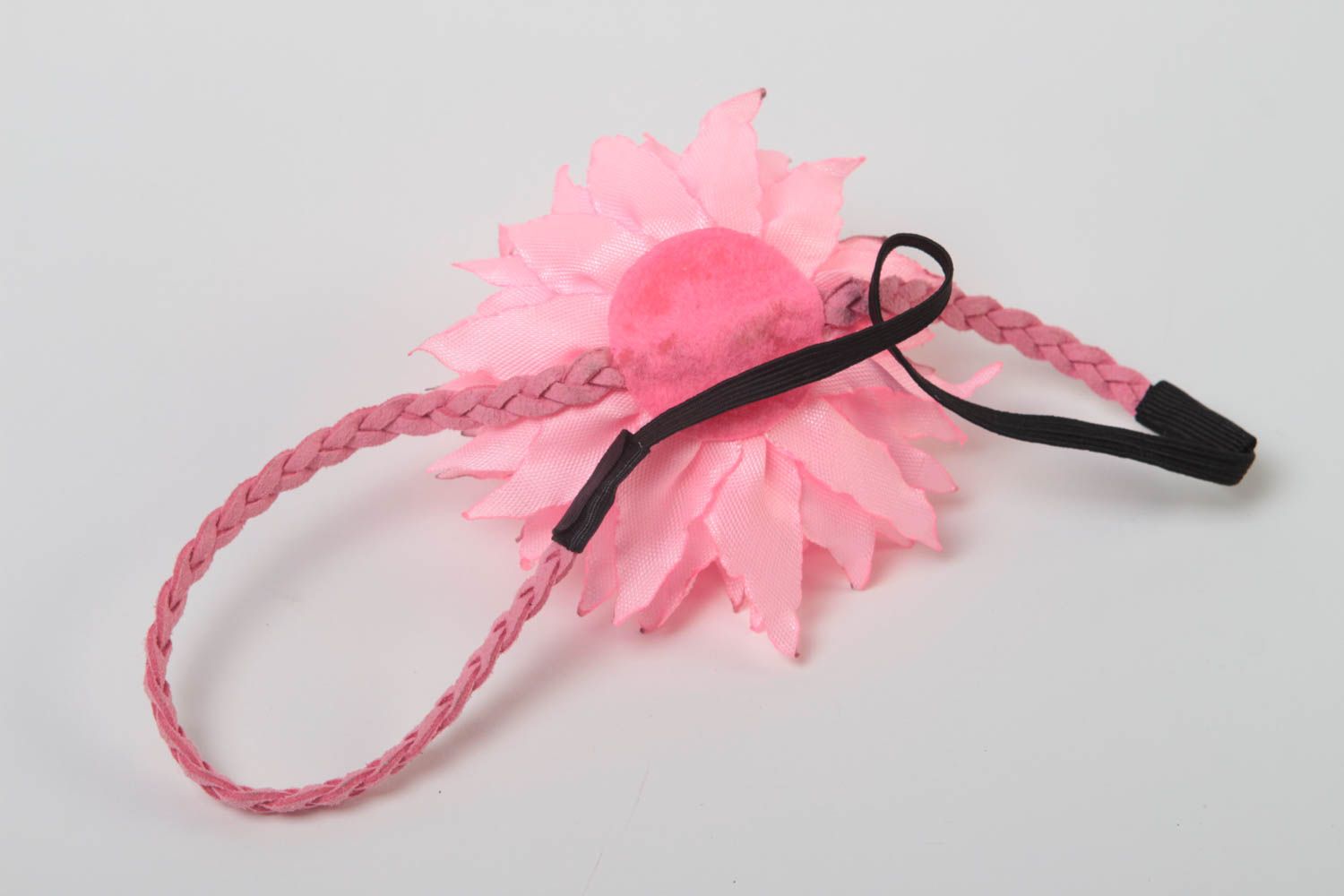 Handmade Haarband mit Blume Mädchen Haarschmuck Mode Accessoire weiß blau foto 4