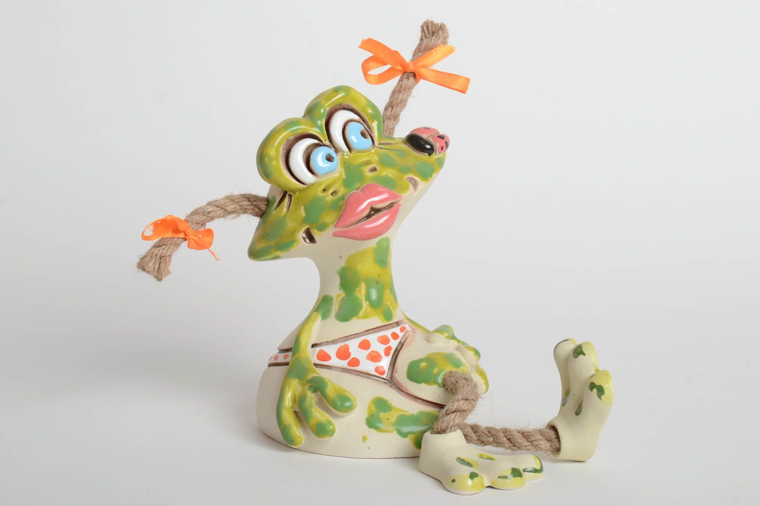 Handgemachte Keramik Spardose Frosch Geschenk Idee Ton Deko wunderschön foto 2