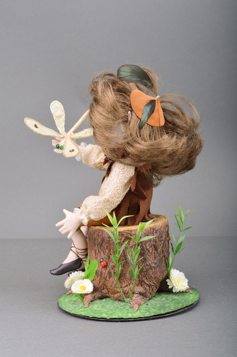 Exklusive handgemachte künstlerische Puppe aus Stoff handmade in Form vom Elfe foto 3