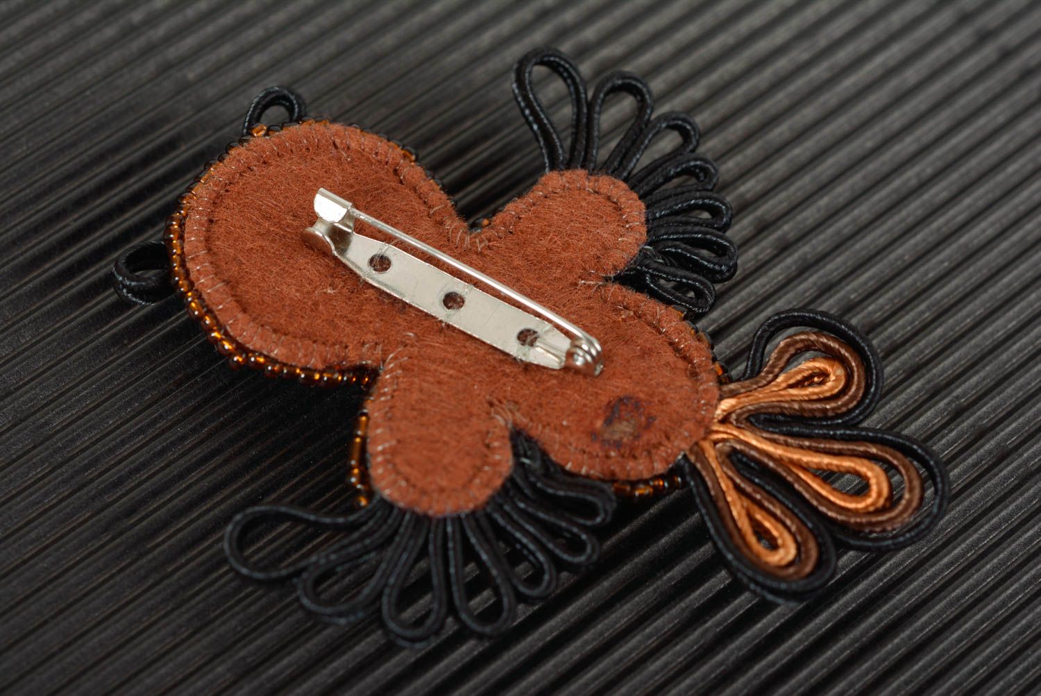 Soutache brooch handmade brooch evening accessories with natural stones photo 5