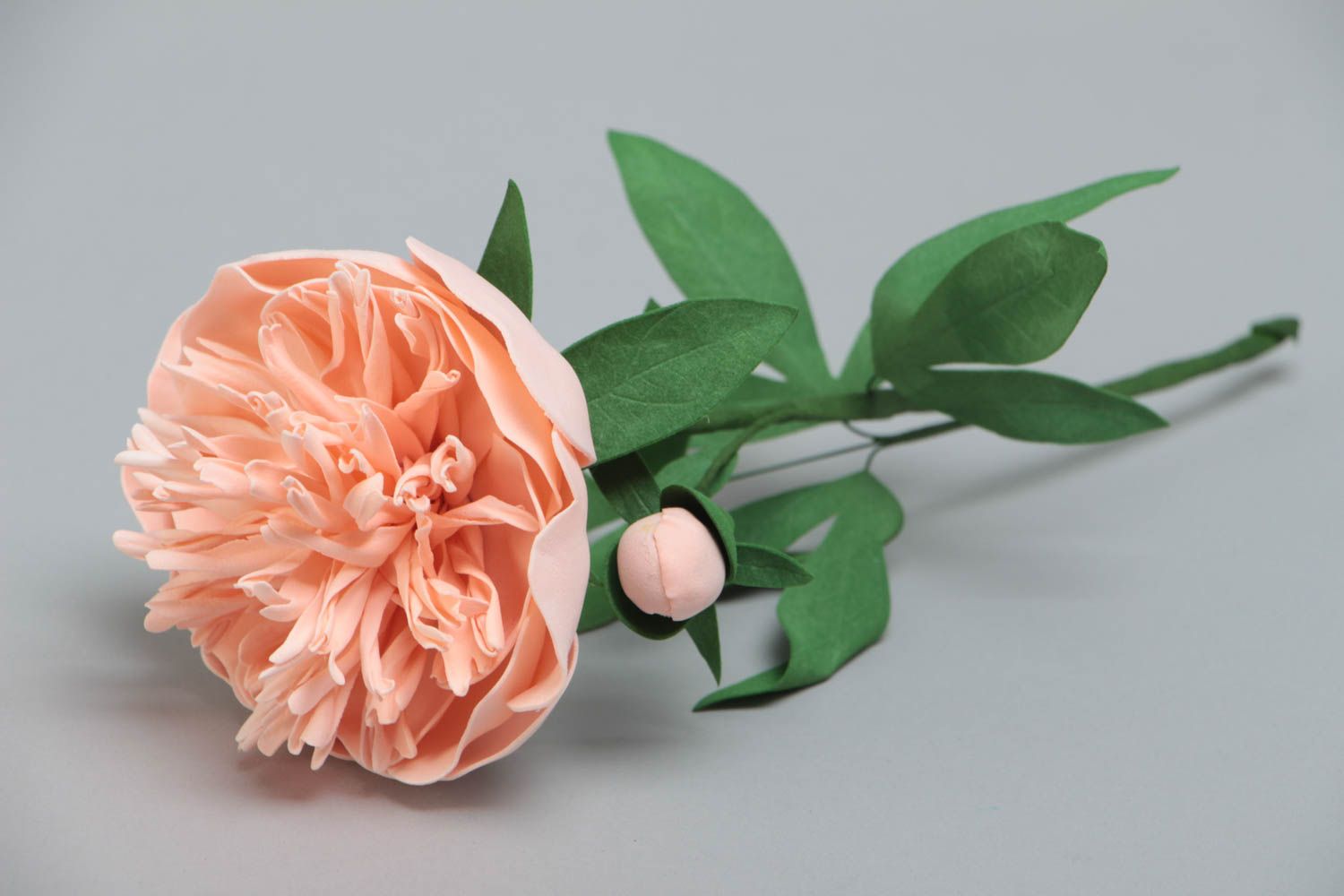 Handmade designer artificial foamiran flower pink peony for interior decoration photo 2