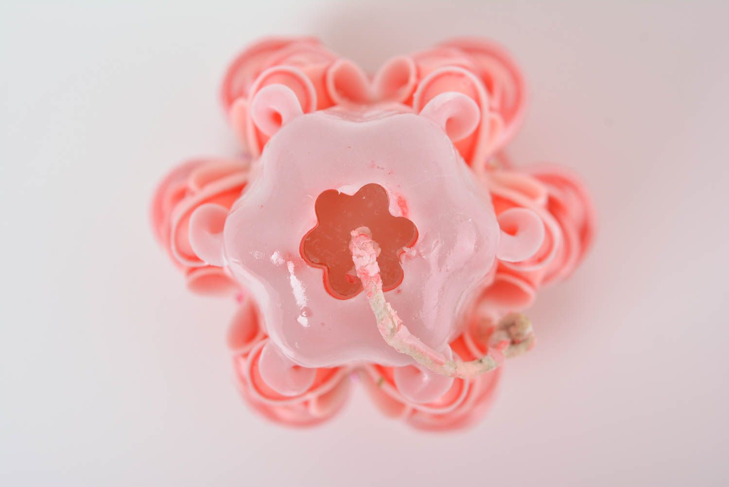 Unusual pink handmade designer beautiful paraffin candle  photo 3