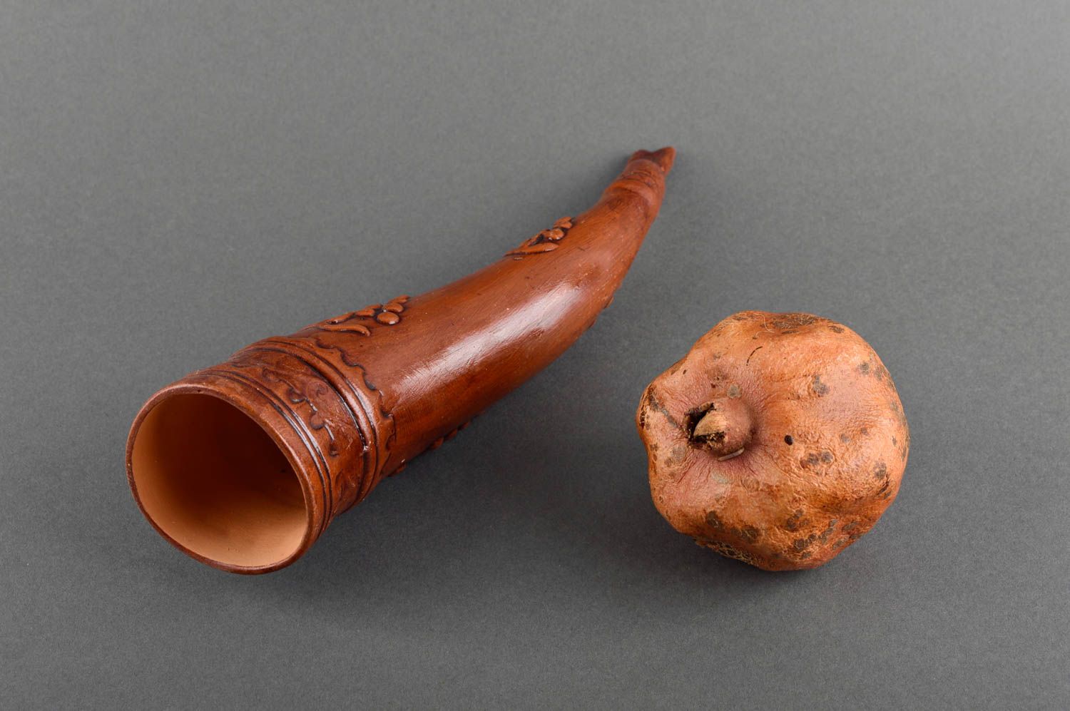 Trink Horn handmade Keramik Behälter Geschenk für Männer Geschirr Ton foto 1