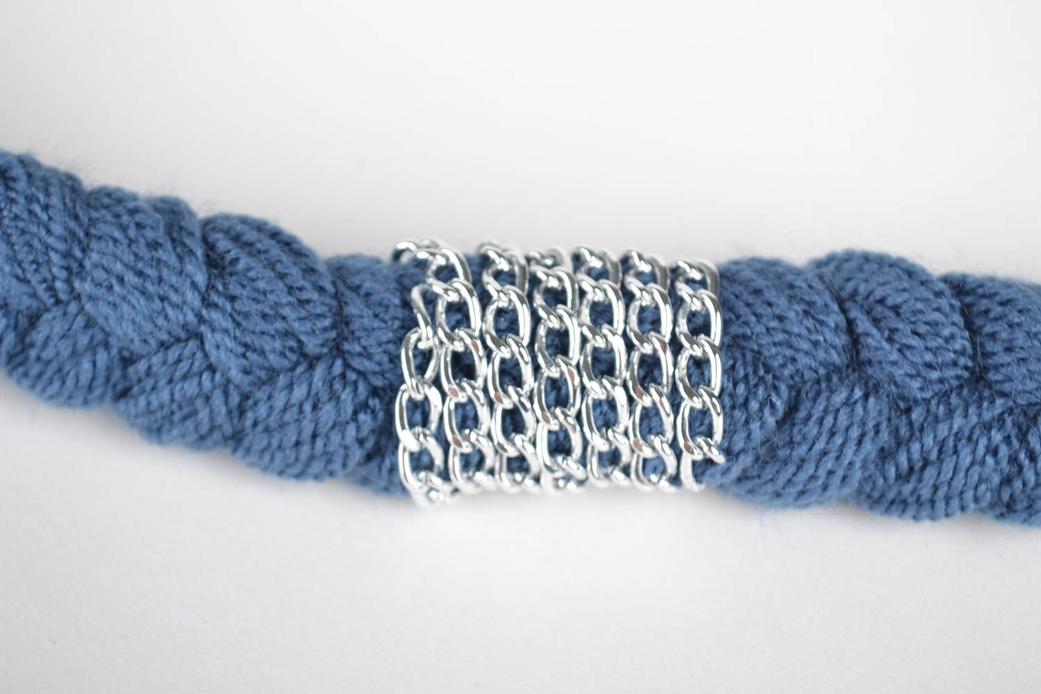 Handmade geflochtene Halskette Collier blau Accessoire für Frauen modisch foto 2