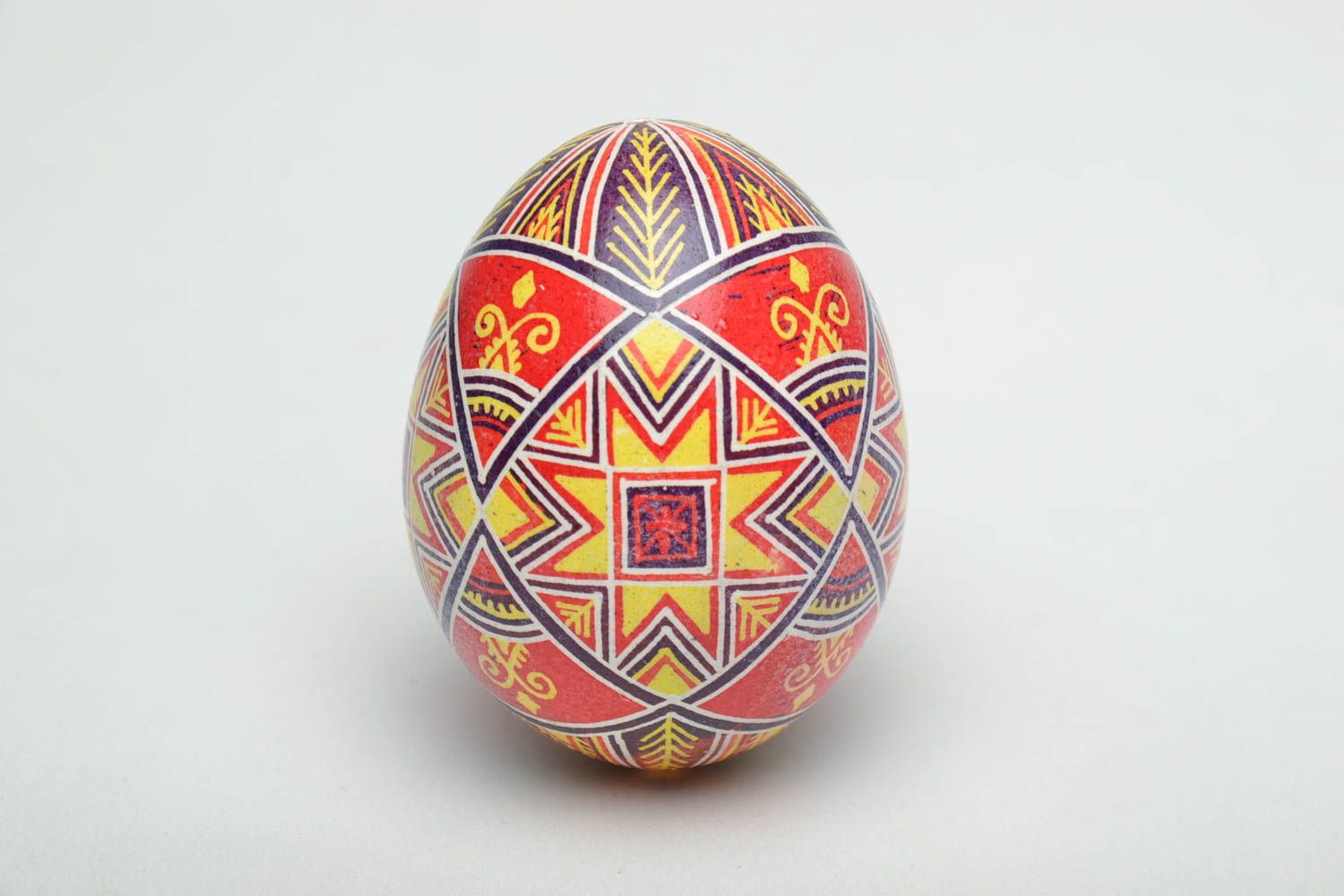 Joli œuf de Pâques peint de poule décoré de cire fait main style ethnique photo 2