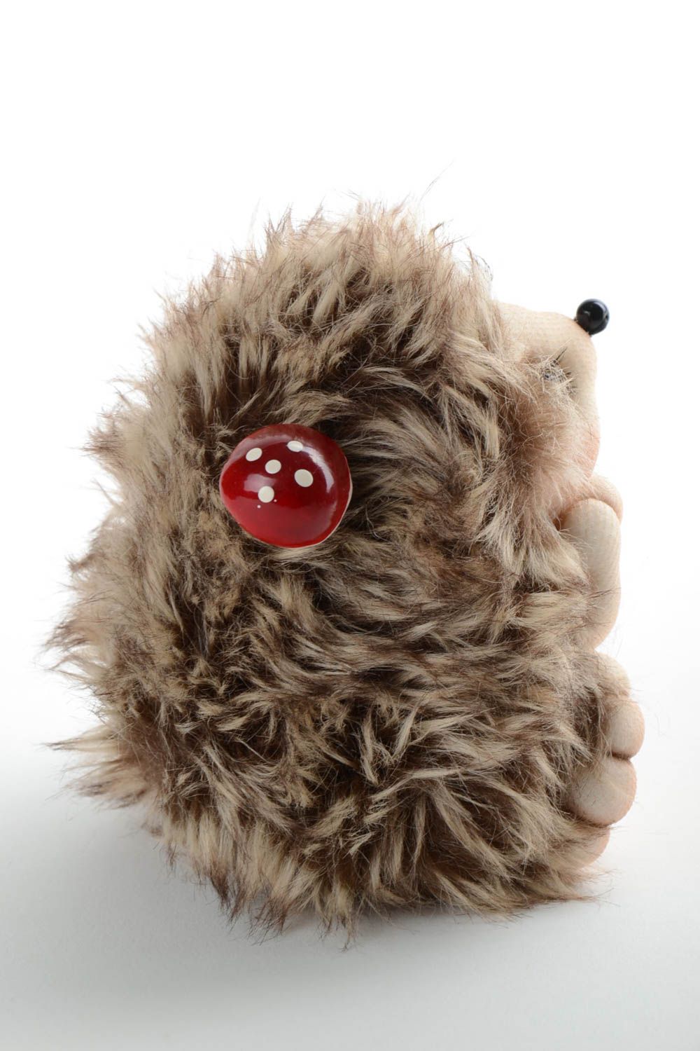 Toy handmade hedgehog small cute smiling brown doll for children and decor photo 4