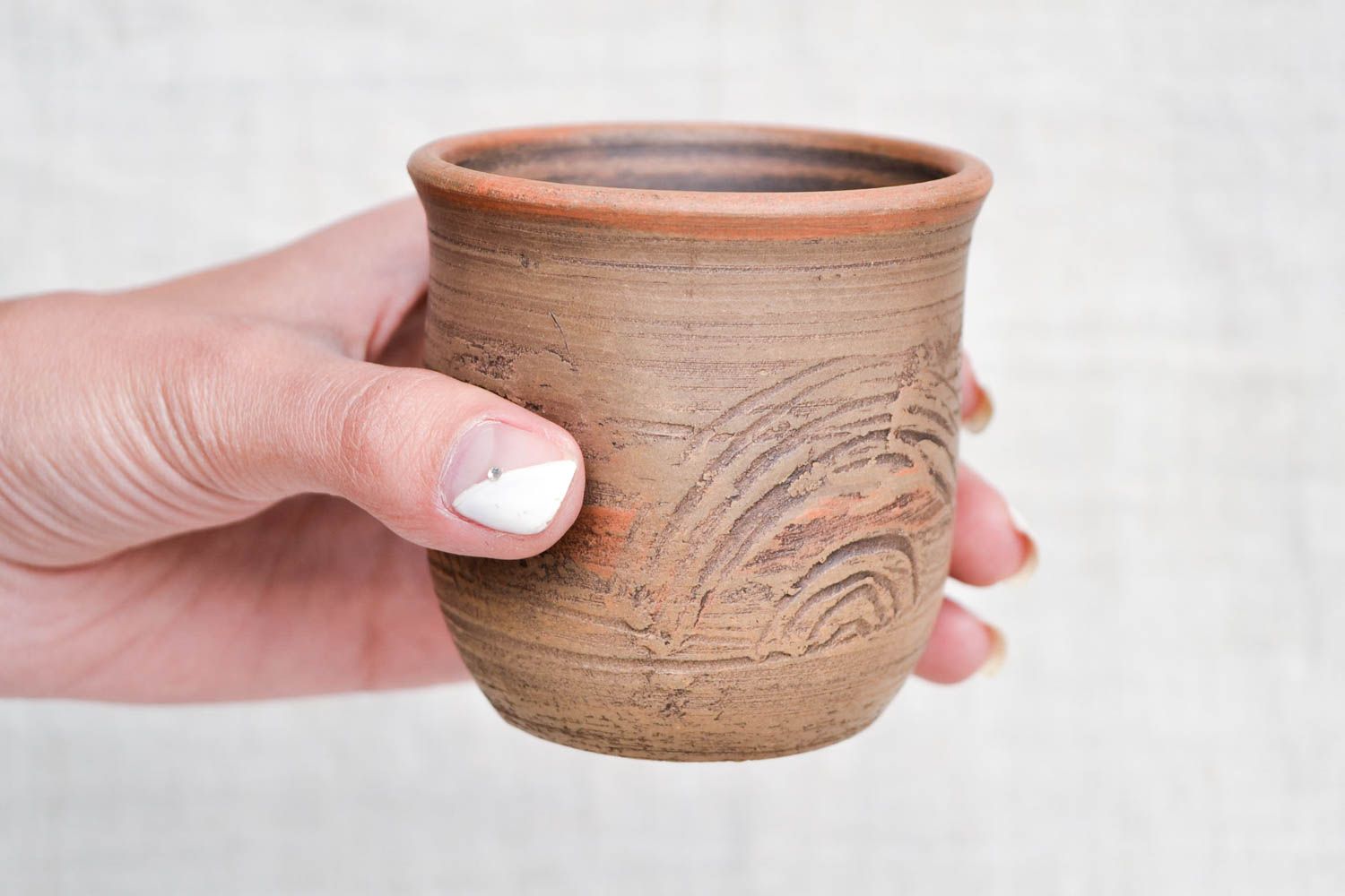 Becher aus Ton handgeschaffen Keramik Geschirr originell Küchen Deko 200 ml foto 2