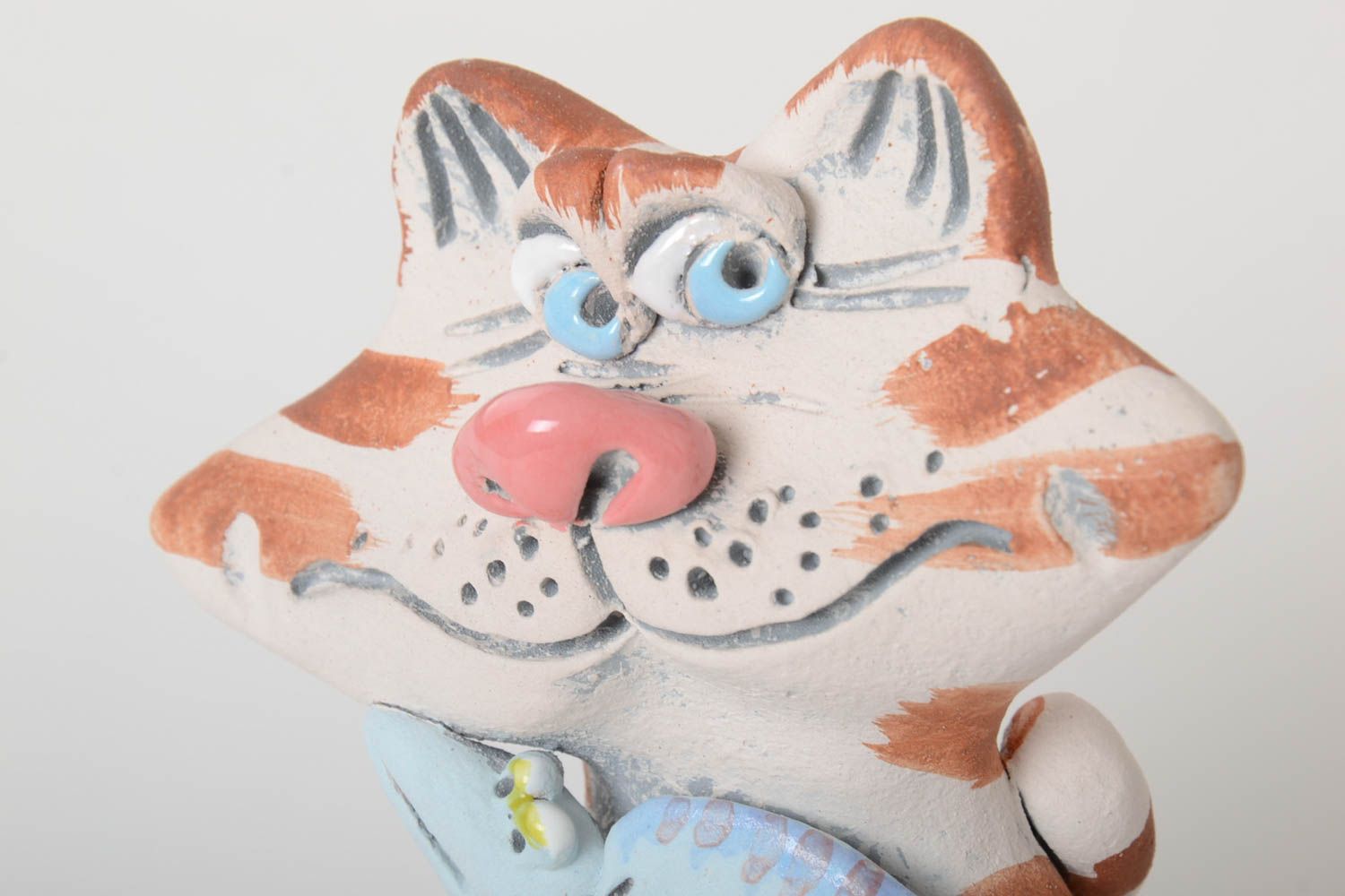 Tirelire chat faite main Figurine animal céramique Cadeau original pour enfant photo 3