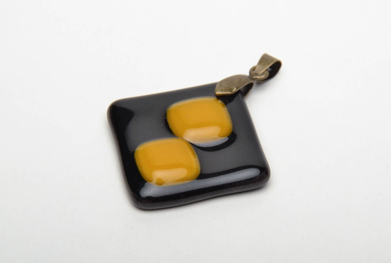 Black and yellow fused pendant photo 3