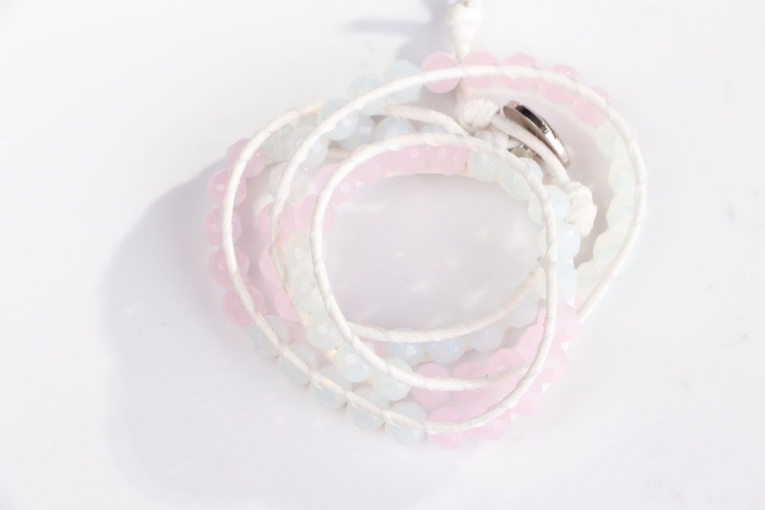 Bracelet with a pink quartz and moonstone photo 2