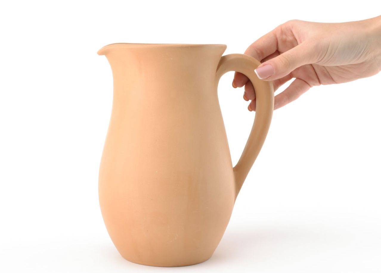 60 oz handmade ceramic water pitcher with handle and no lid in classic shape 2,2 lb photo 6