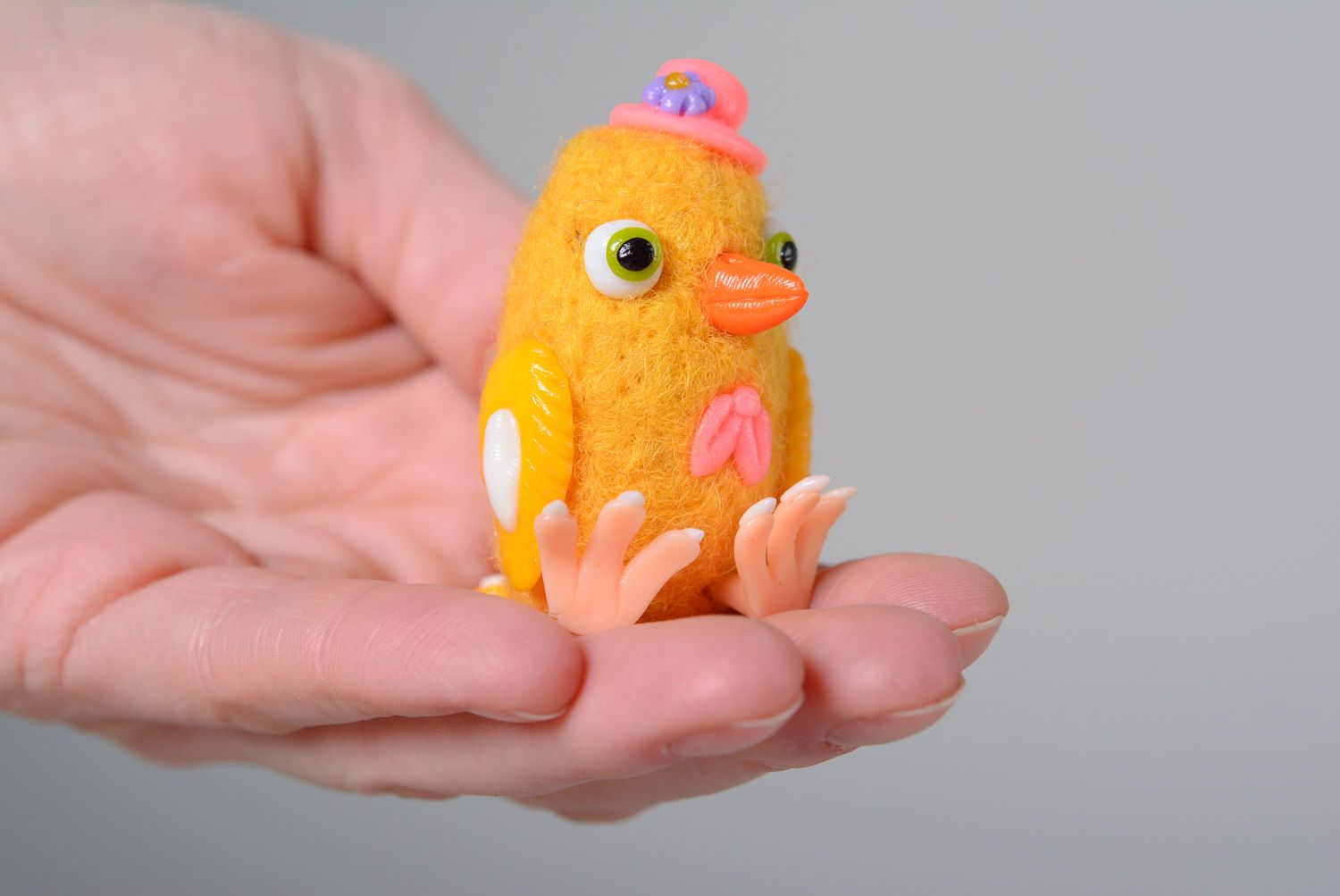 Handmade miniature felted wool toy Chicken photo 4