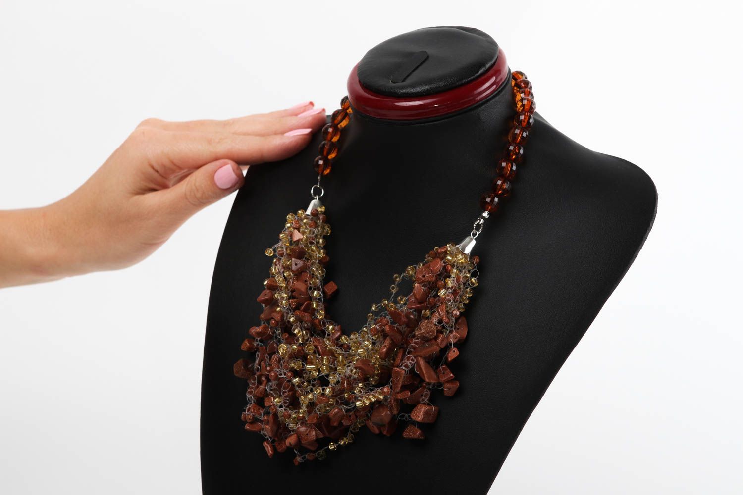 Collar original hecho a mano marón regalo perzonalisado bisutería artesanal  foto 5