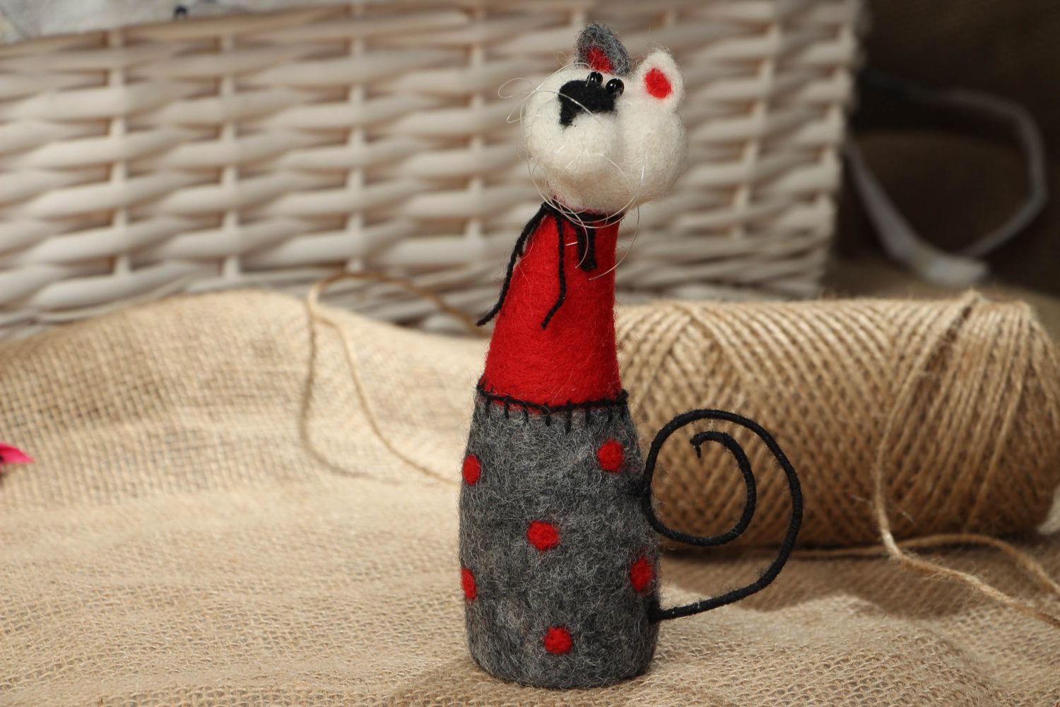 Handmade wool toy for home decor Kitty photo 5