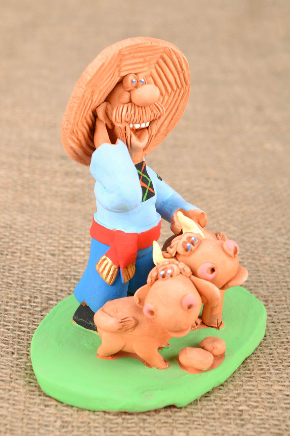 Homemade clay figurine Cossack with Animals photo 1