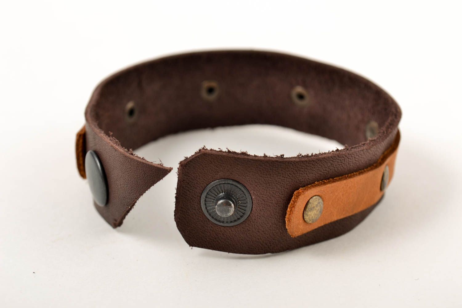 Handmade Leder Armband in Braun Designer Schmuck Accessoire für Männer breit foto 2