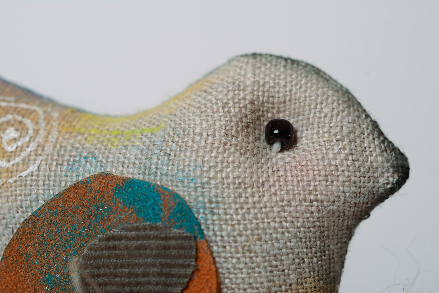 Pájaro de tela sobre palito para decoración de macetas hecho a mano foto 5