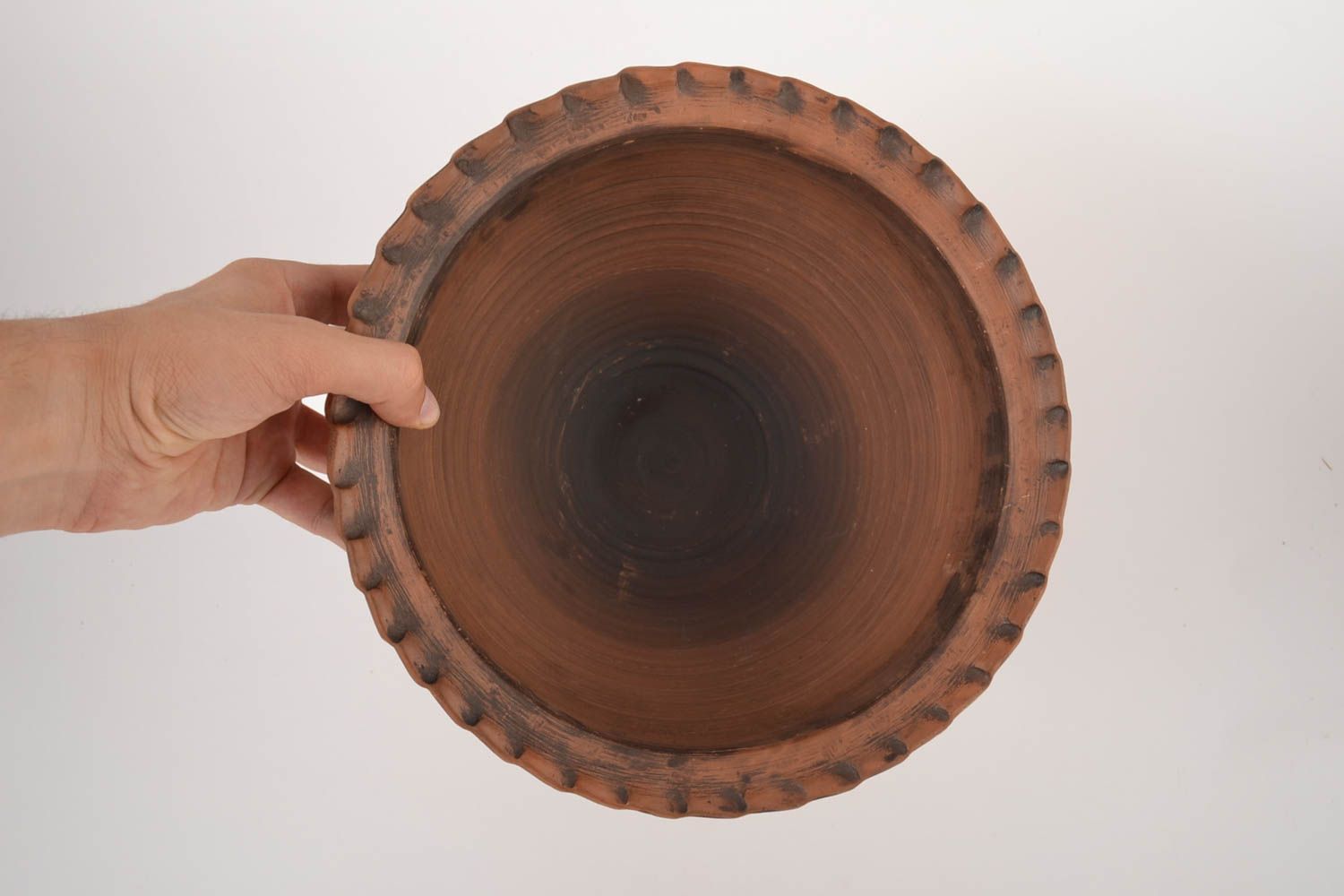 Handmade designer clay ware unusual big ceramic bowl stylish cute bowl 4 l photo 2