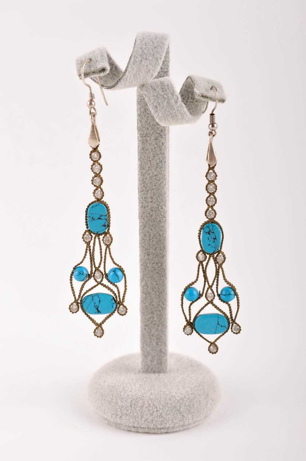 Handmade unusual cute earrings dangling evening earrings elegant accessory photo 2