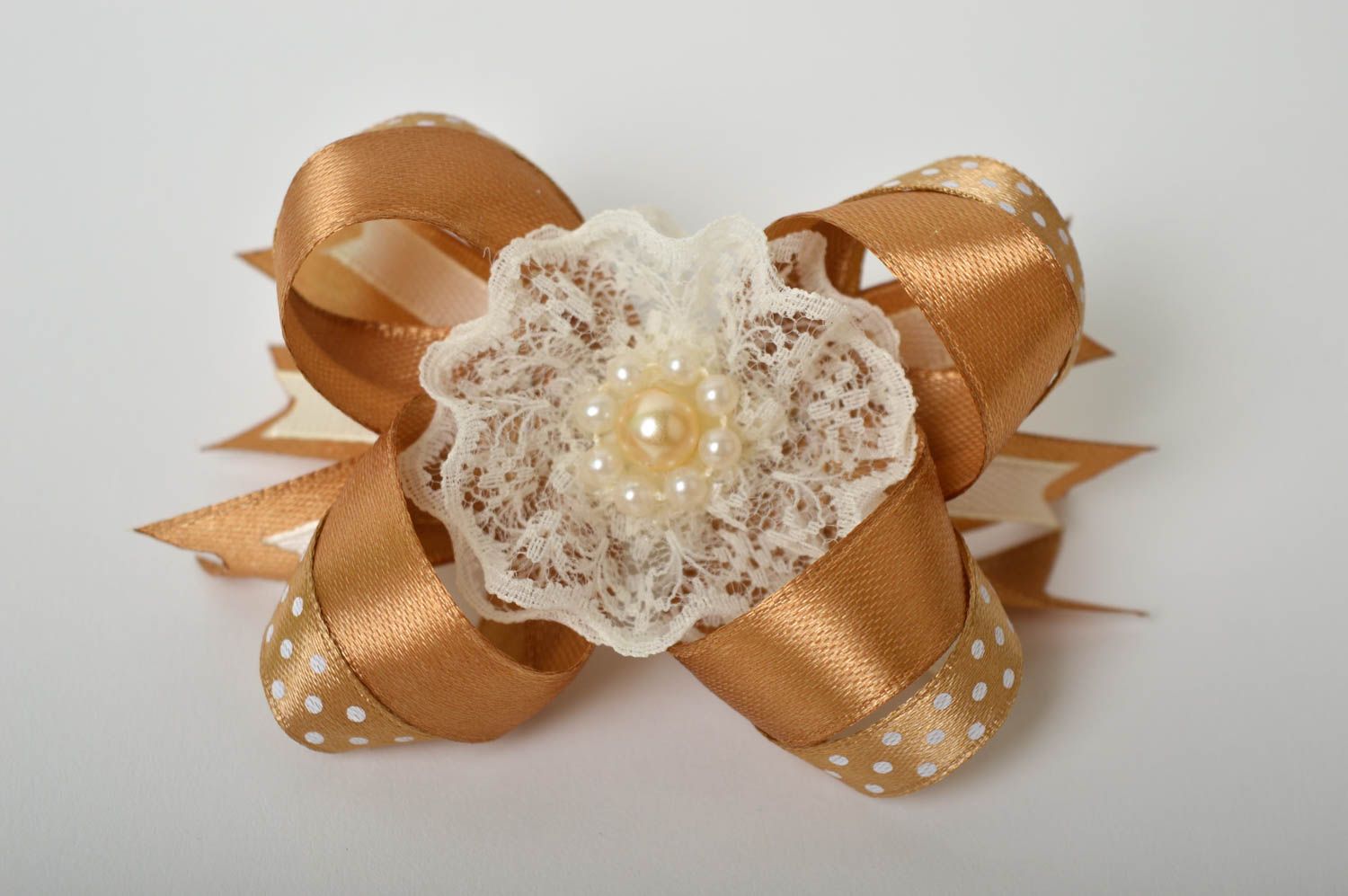 Handmade delicate scrunchy stylish satin bow barrette scrunchies for children photo 2