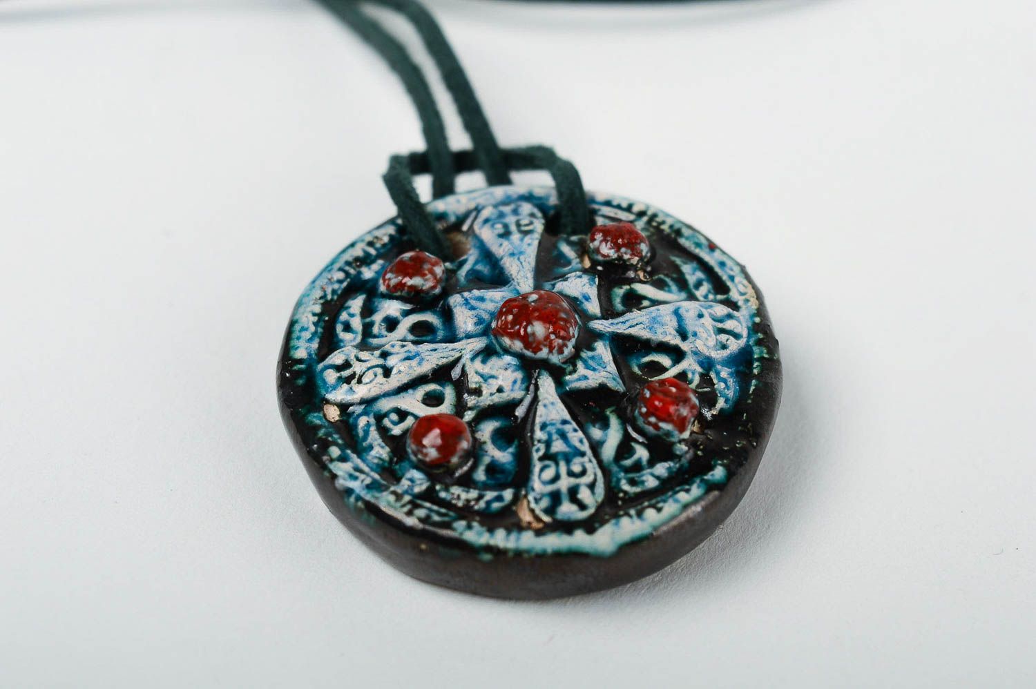 Handmade pendant necklace ceramic jewelry designer accessories for women photo 3