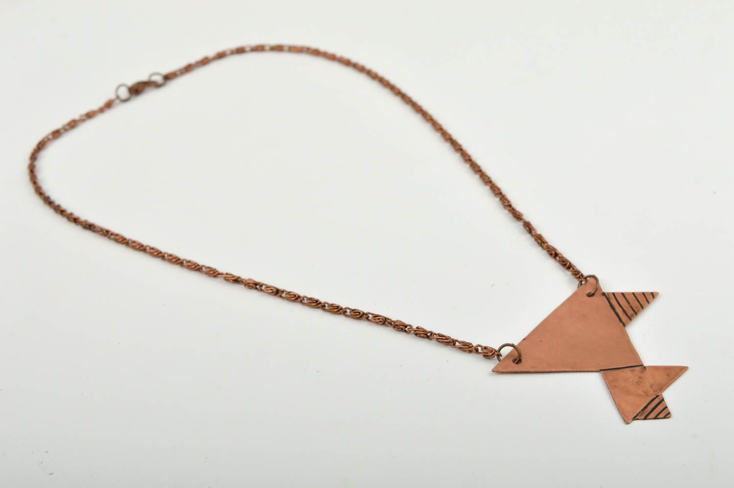 Pendentif en cuivre Bijou fait main géométrique sur chaîne Cadeau femme photo 4