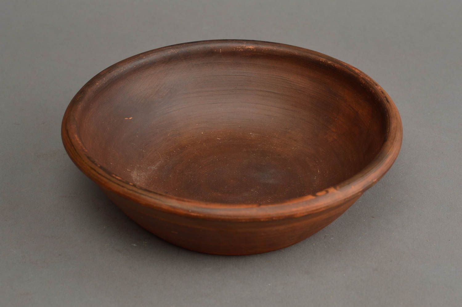 Handmade dark brown small ceramic bowl for salads and first courses photo 2