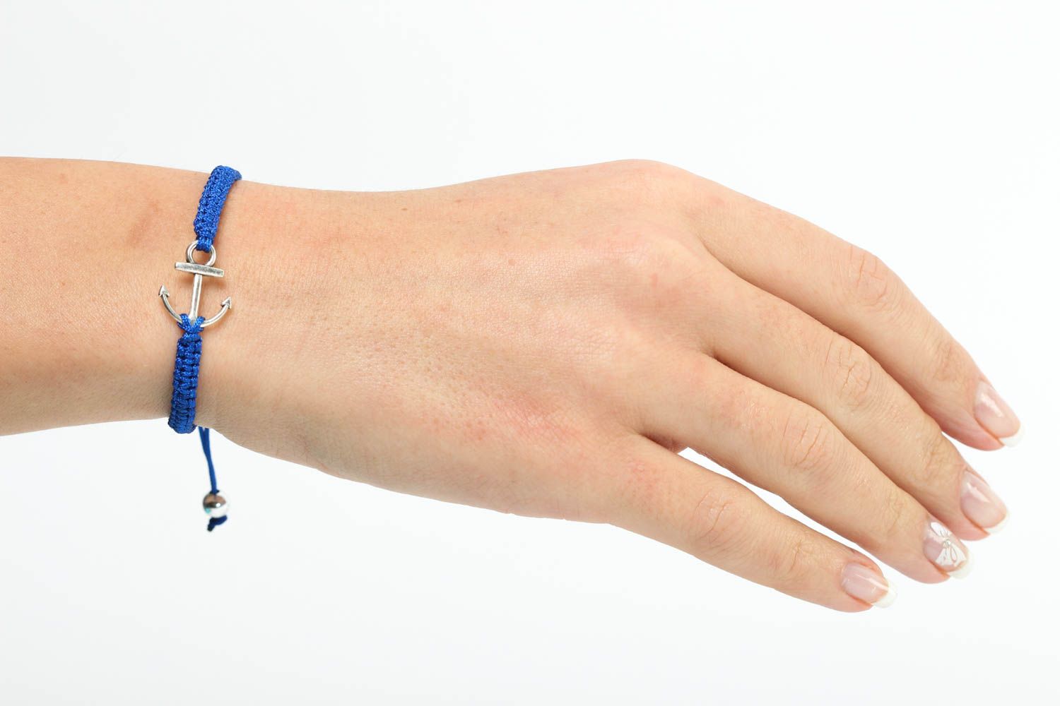 Bracelet en fils Bijou fait main bleu design fin original Accessoire femme photo 5