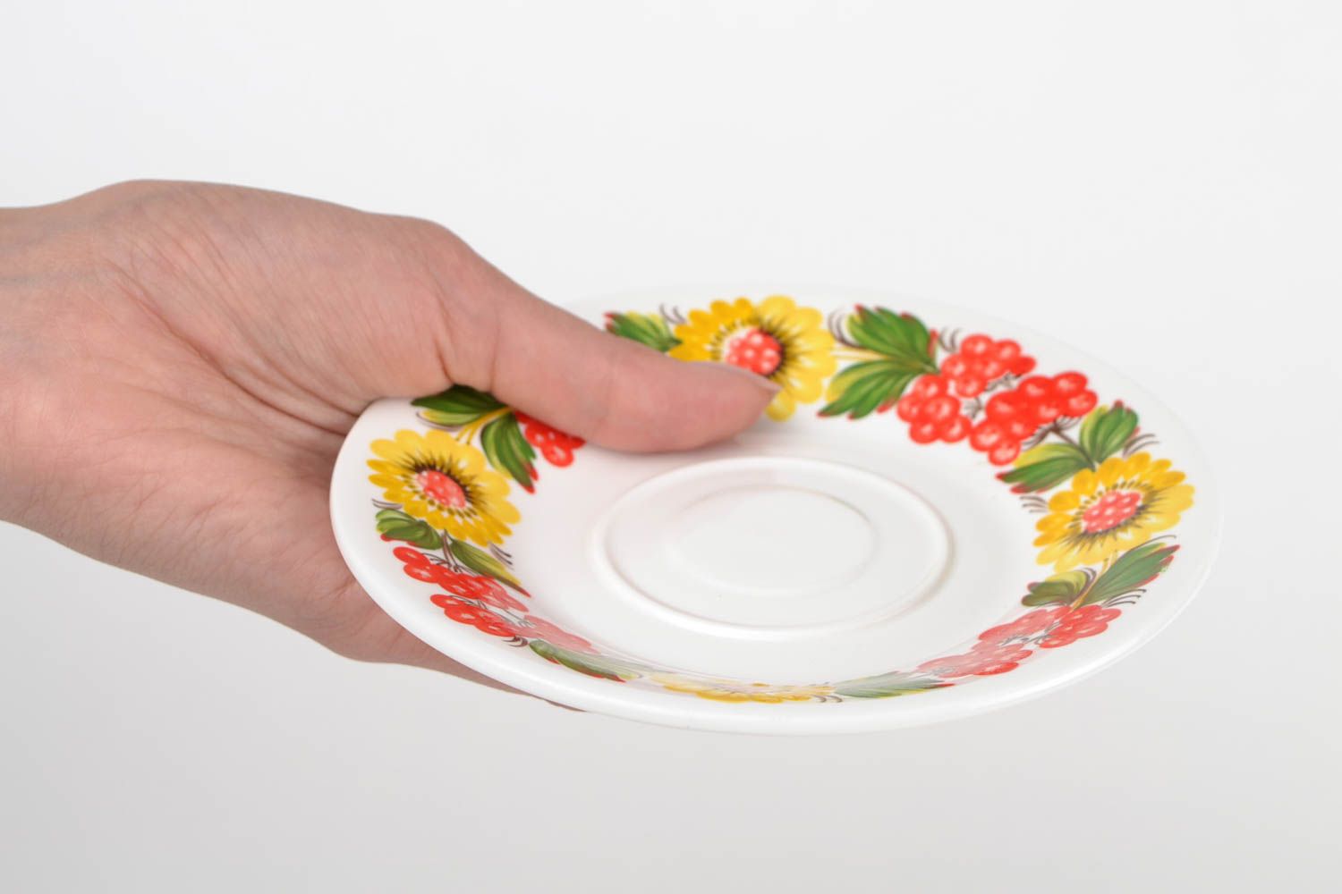 Soucoupe porcelaine fait main Petite assiette Service vaisselle peint Petrykivka photo 2