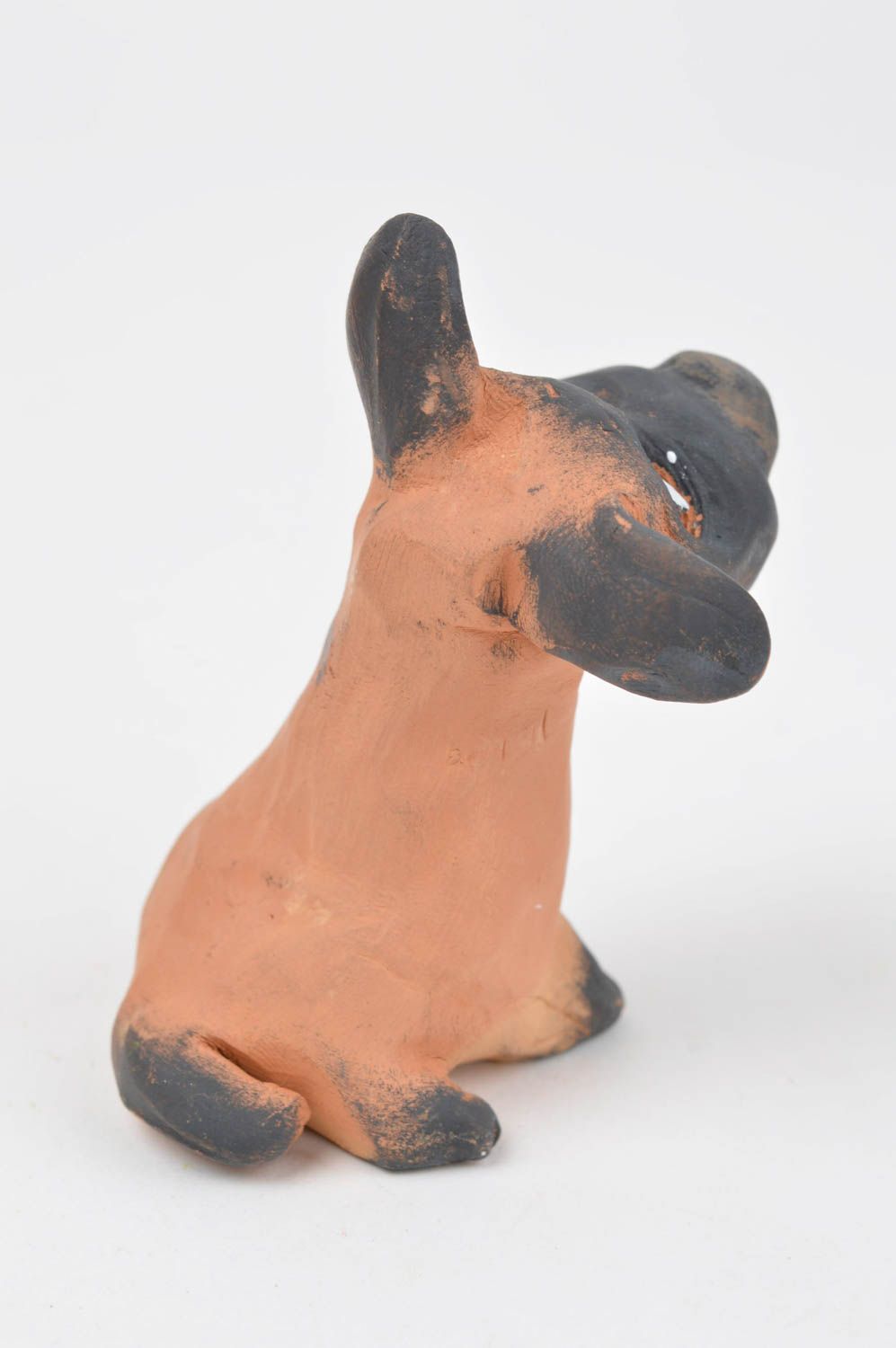 Figurine animal faite main Statuette design chien en argile Déco maison photo 4
