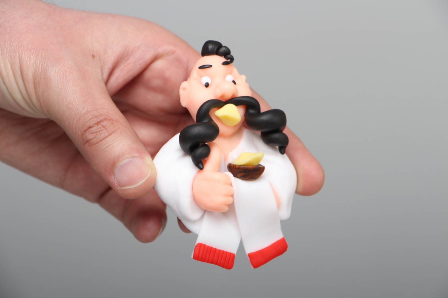 Polymer clay fridge magnet Cossack with Dumplings photo 4
