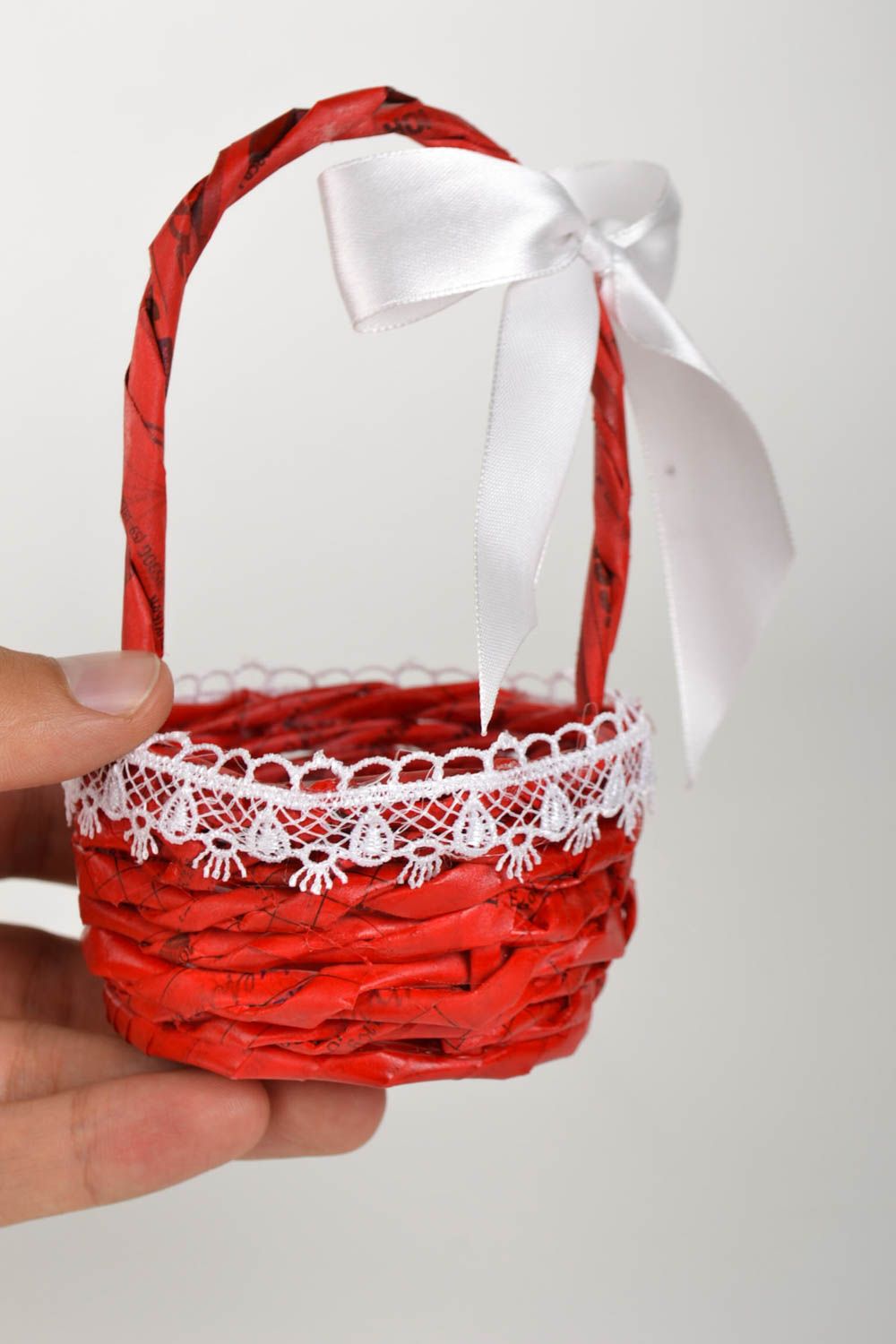 Handmade designer paper basket stylish home decor small decorative basket photo 5