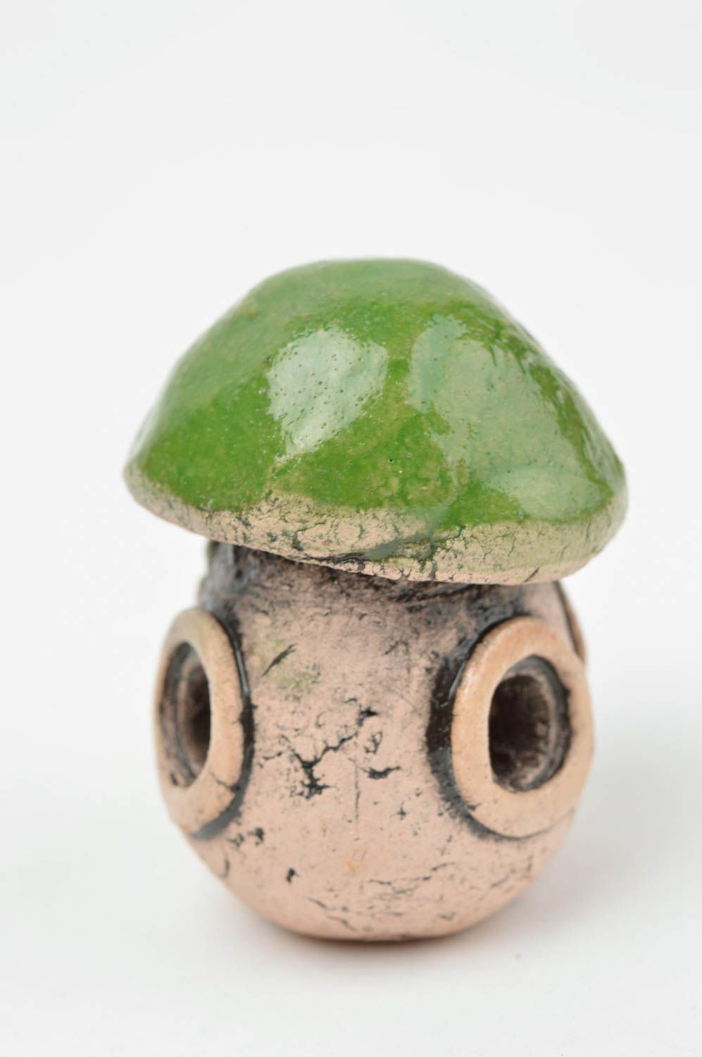 Интересная глиняная статуэтка гриб-домик ручной работы для декора интерьера фото 2