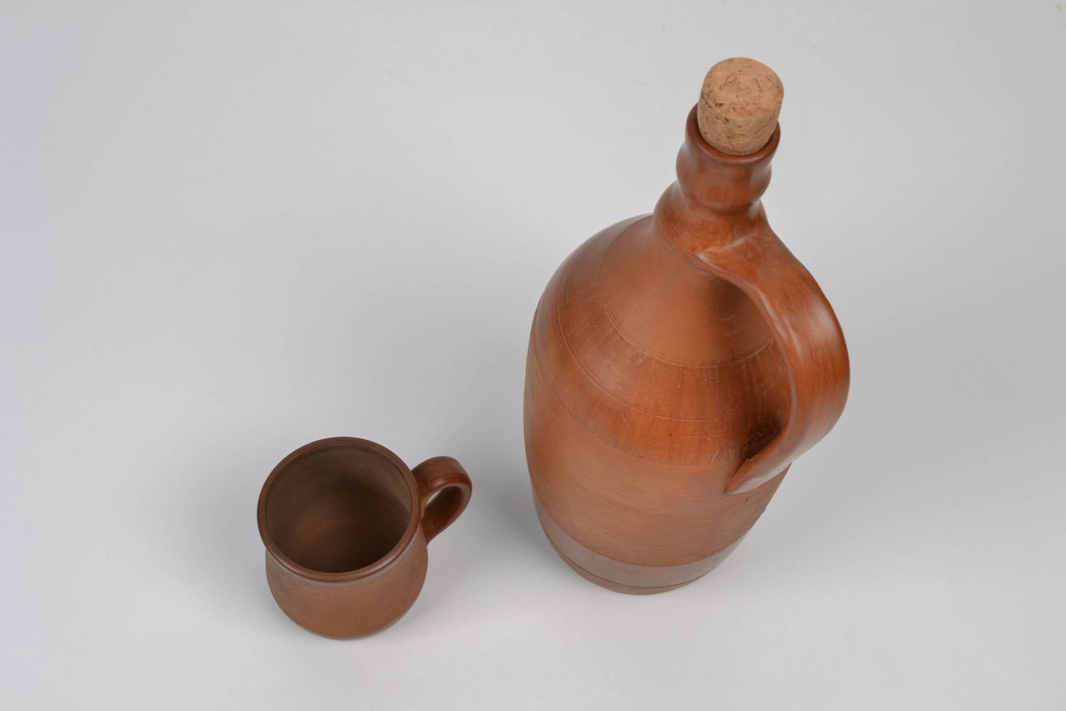 45 oz ceramic wine carafe in bottle shape ancient style with lid 3 lb photo 2