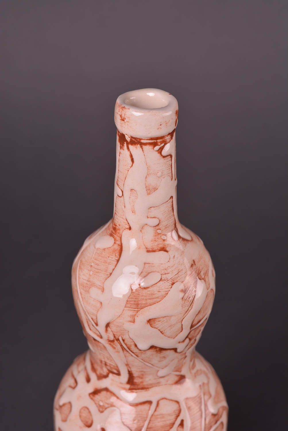 Посуда ручной работы глиняная бутылка 700 мл керамическая бутылка бежевая фото 4