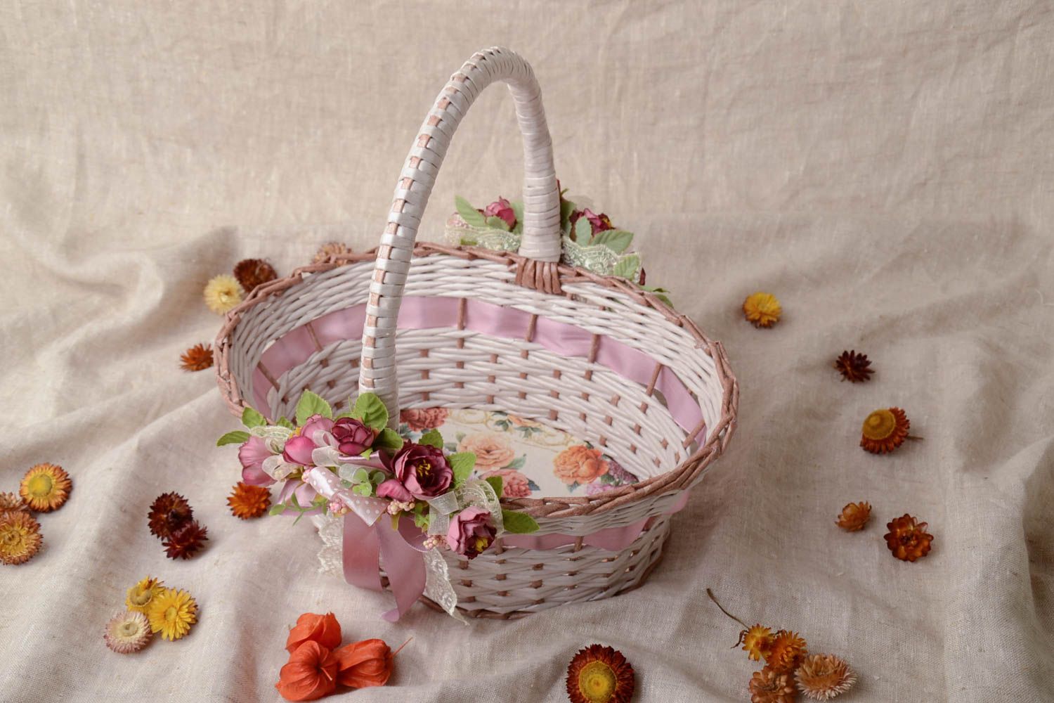 Beautiful woven paper basket photo 1