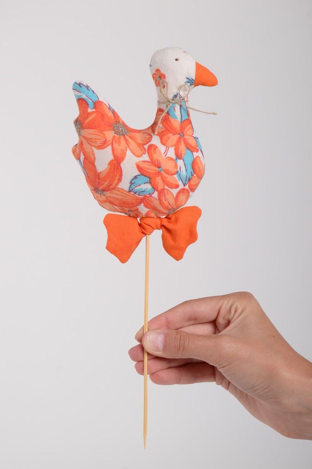 Pájaro decorativo a flores hecho a mano juguete de tela decoración de maceta  foto 2