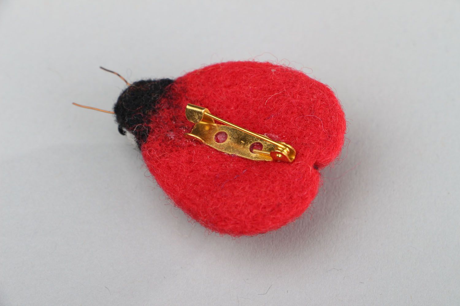 Woolen brooch made using needle felting technique Ladybird photo 3