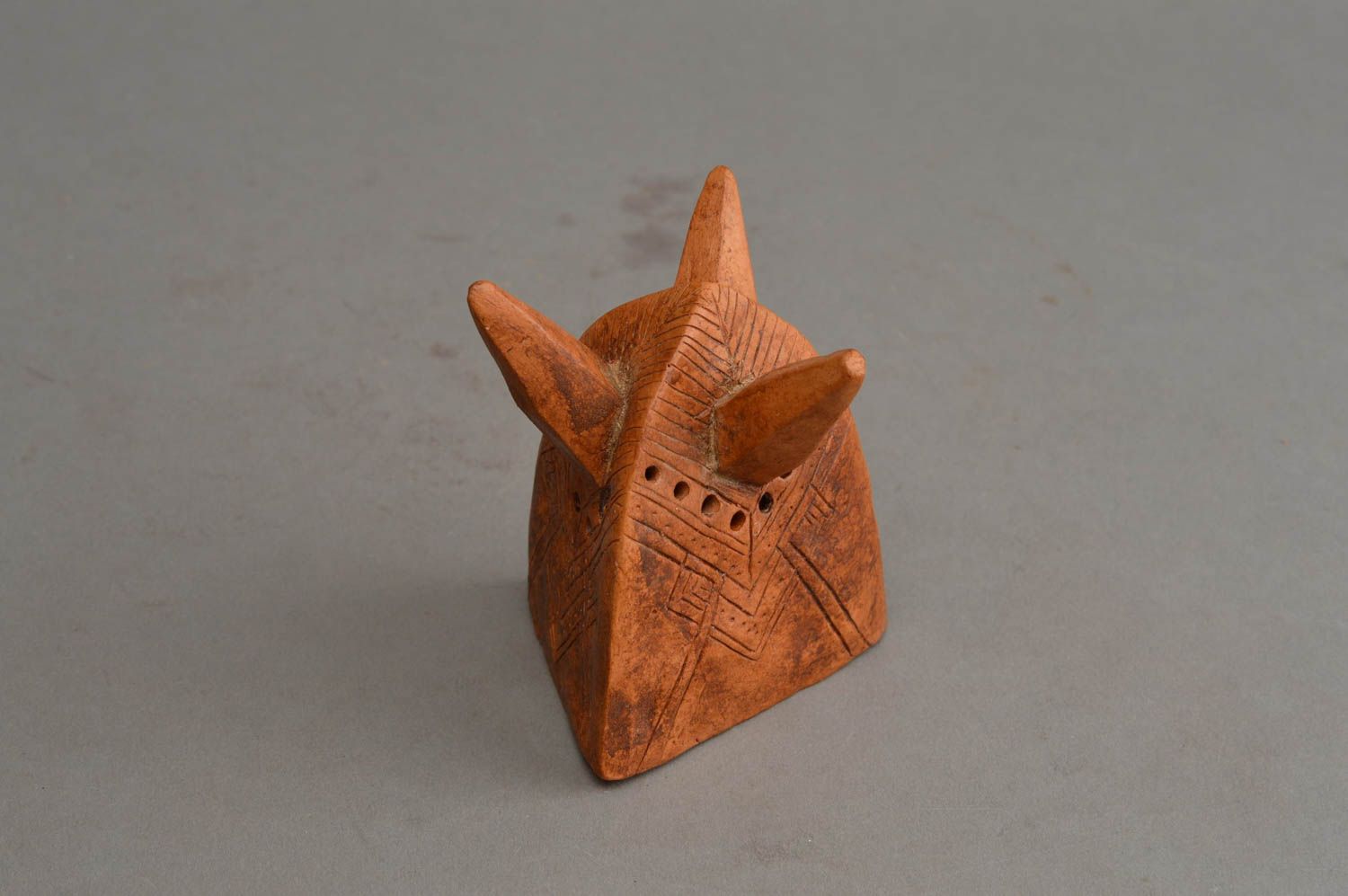 Brown ceramic souvenir handmade ceramic statuette cute figurine in ethnic style photo 3