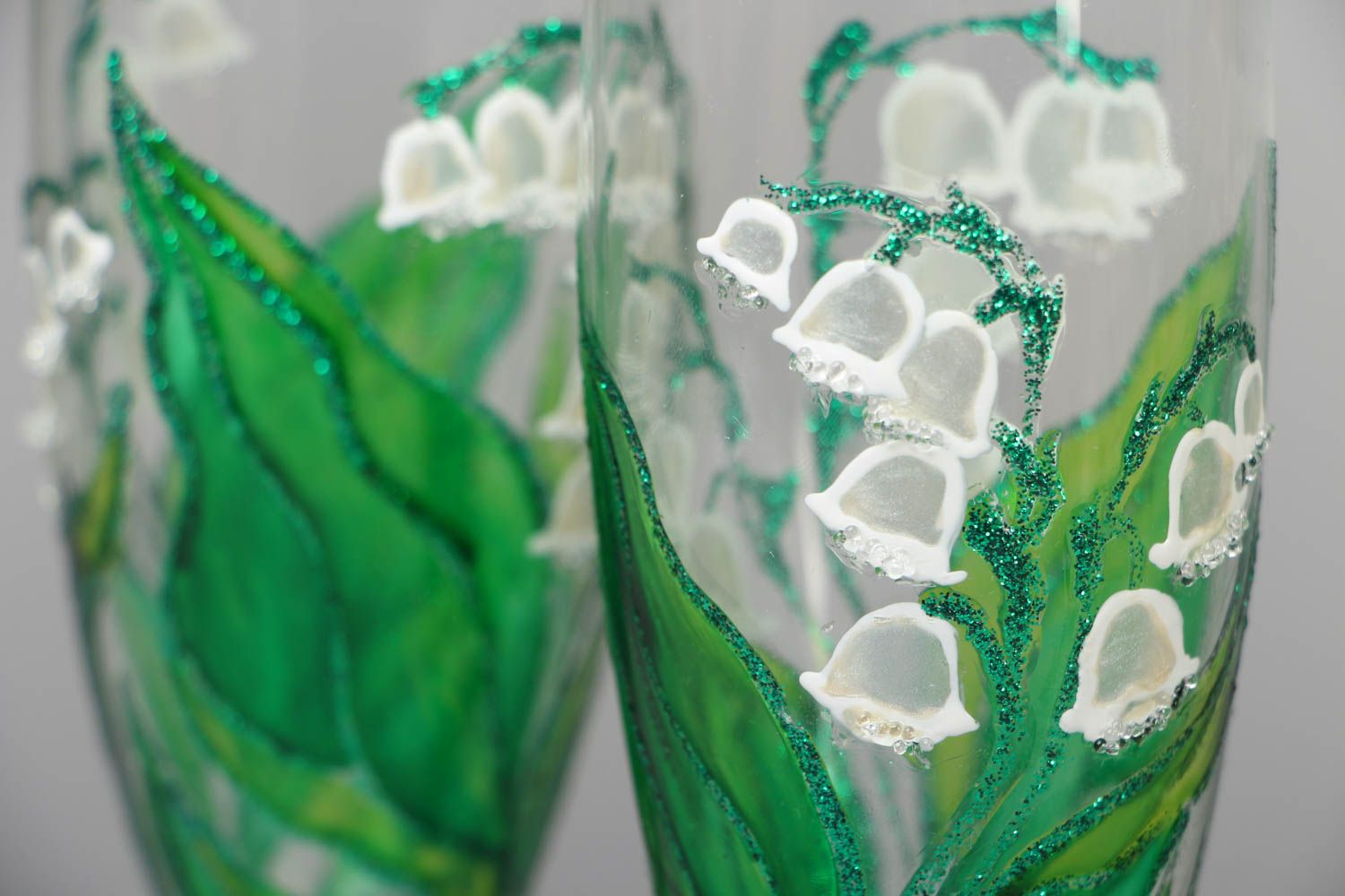 Handmade painted glasses 150 ml Lily-of-the-valley photo 2