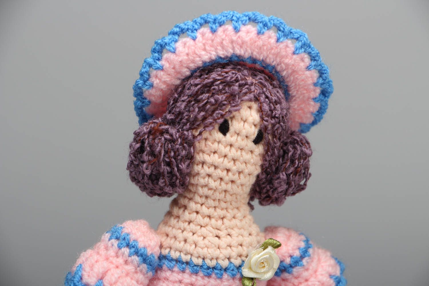 Crochet doll in hat photo 2