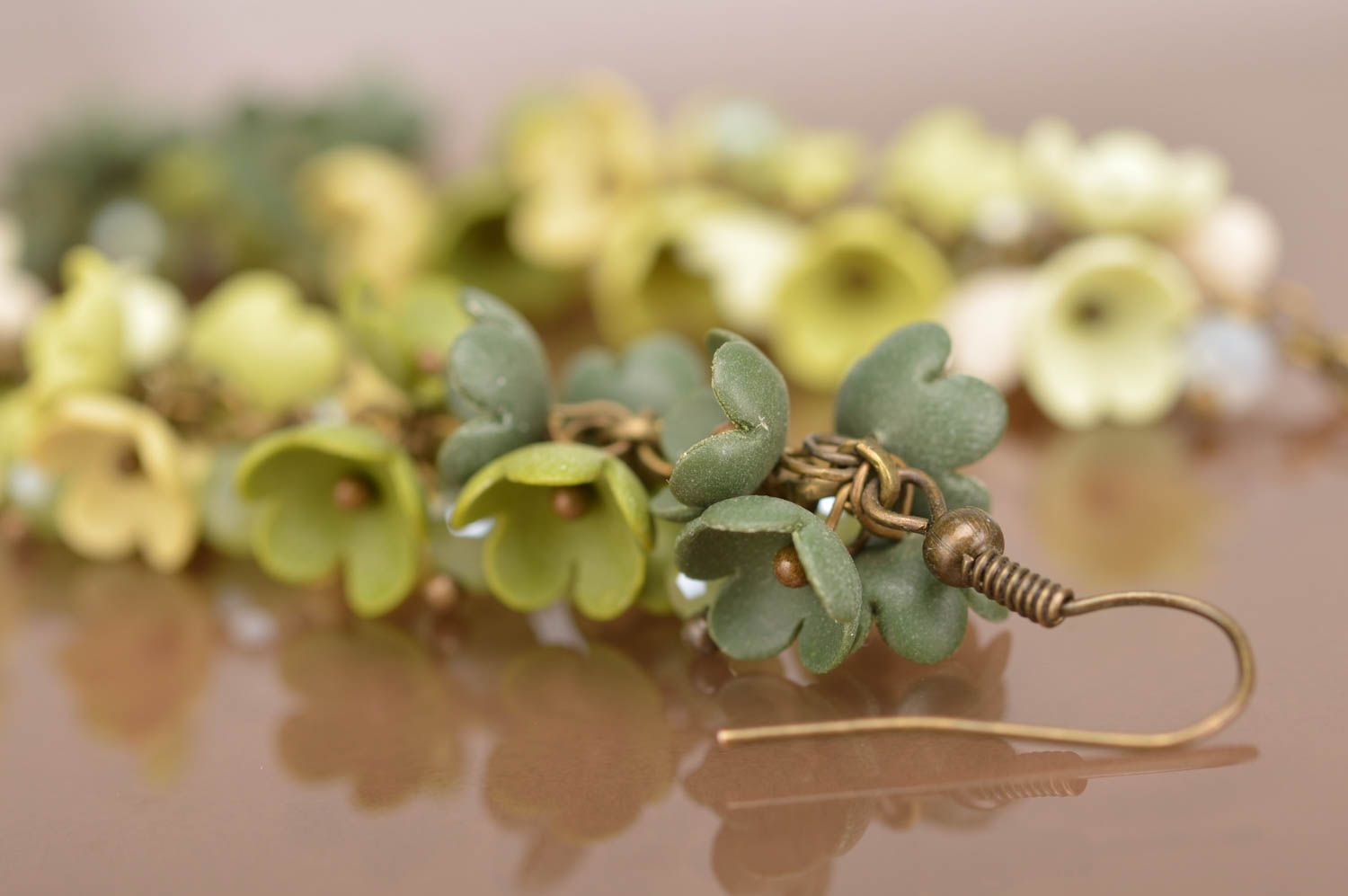 Beautiful handmade plastic flower earrings stylish long earrings gifts for her photo 2