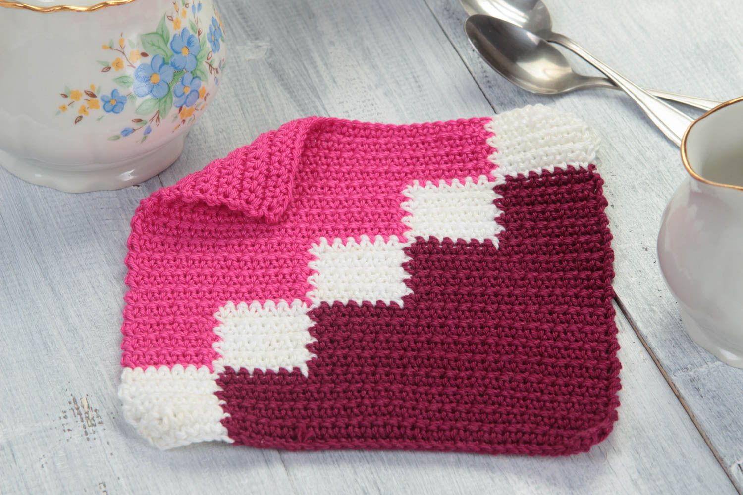 Unusual handmade pot holder crochet potholder kitchen design gift ideas  photo 1