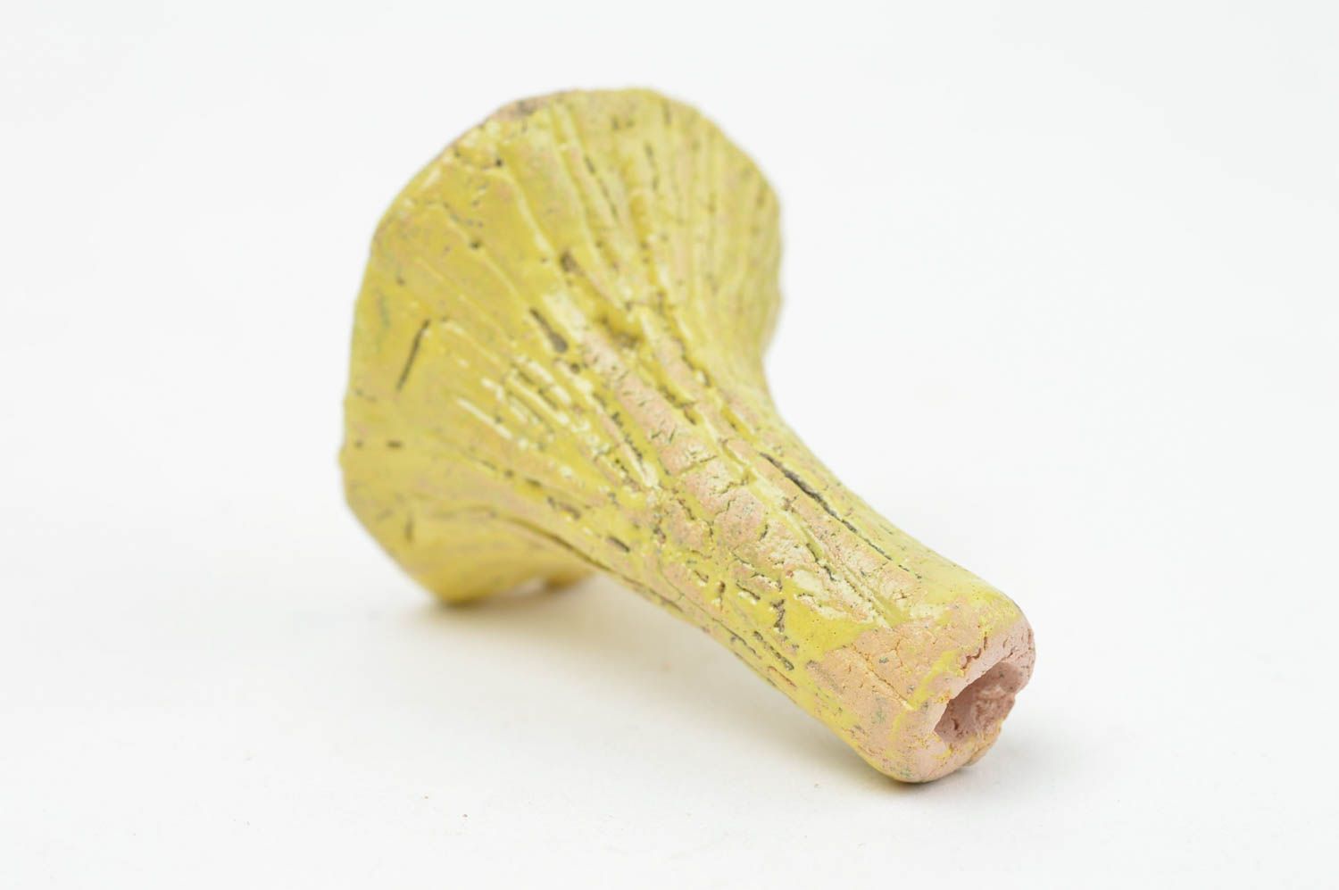Керамическая статуэтка расписанная глазурью ручной работы сувенир Грибок лисичка фото 3