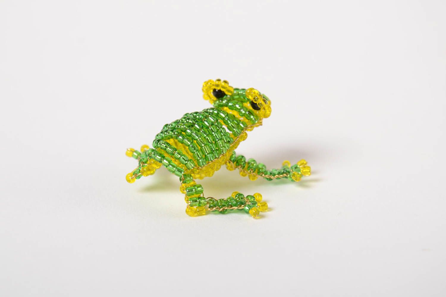 Figurine en perles de rocaille grenouille verte petite faite main décorative photo 3