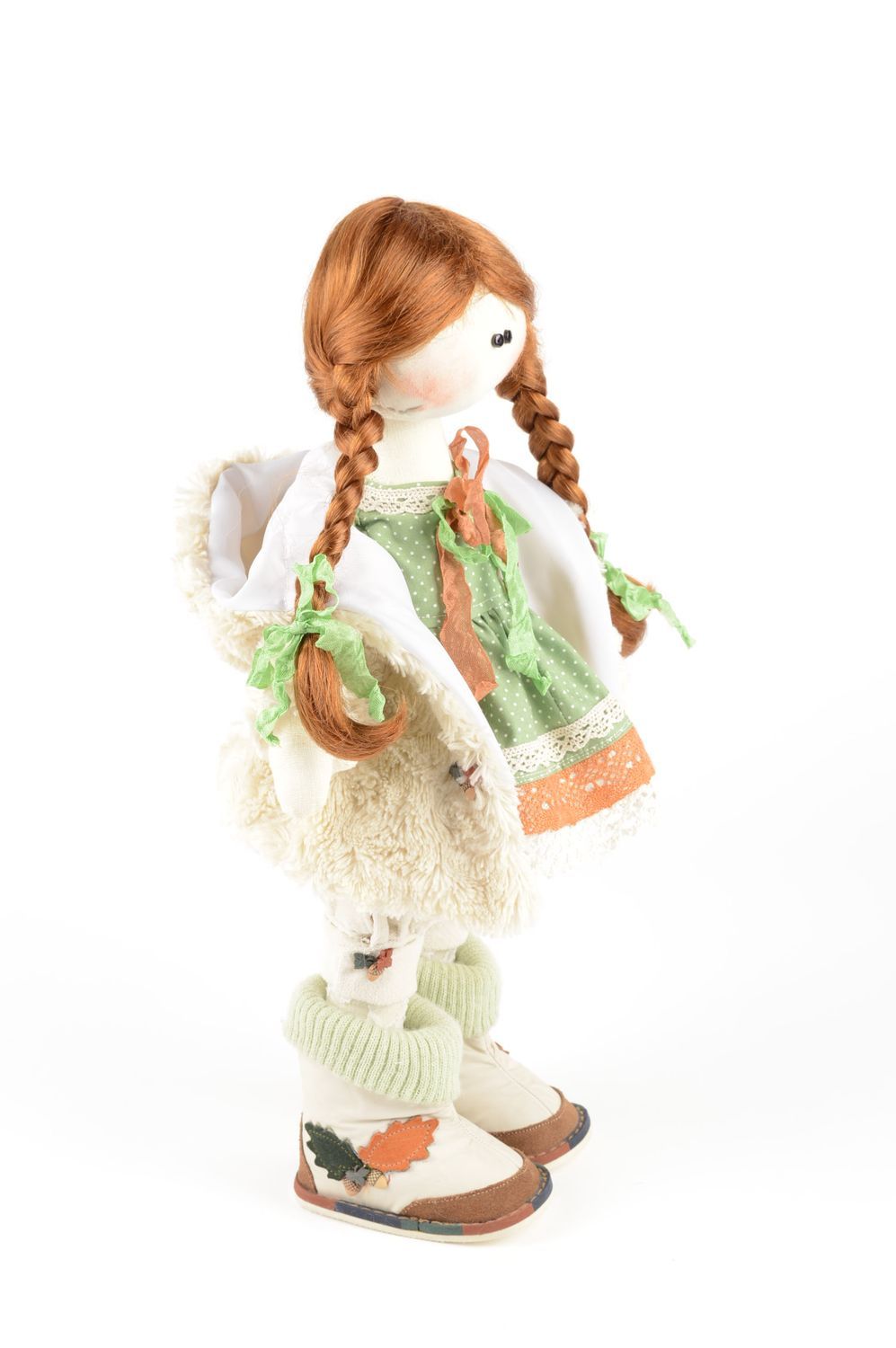 Кукла ручной работы девочка в шляпке кукла из ткани оригинальная мягкая кукла фото 4