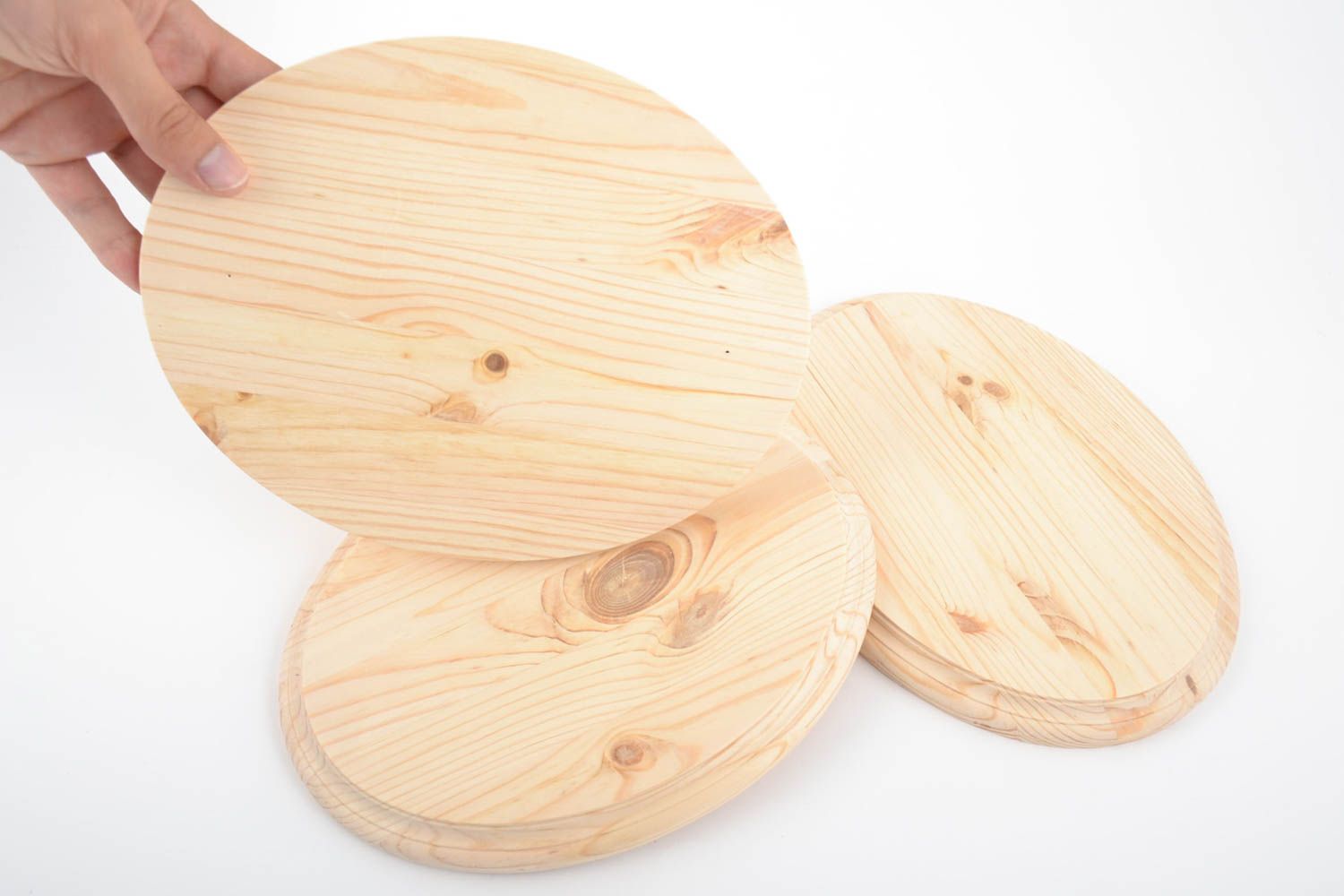 Set of blanks for wall panels made of wood 3 pieces large oval handmade decor photo 5