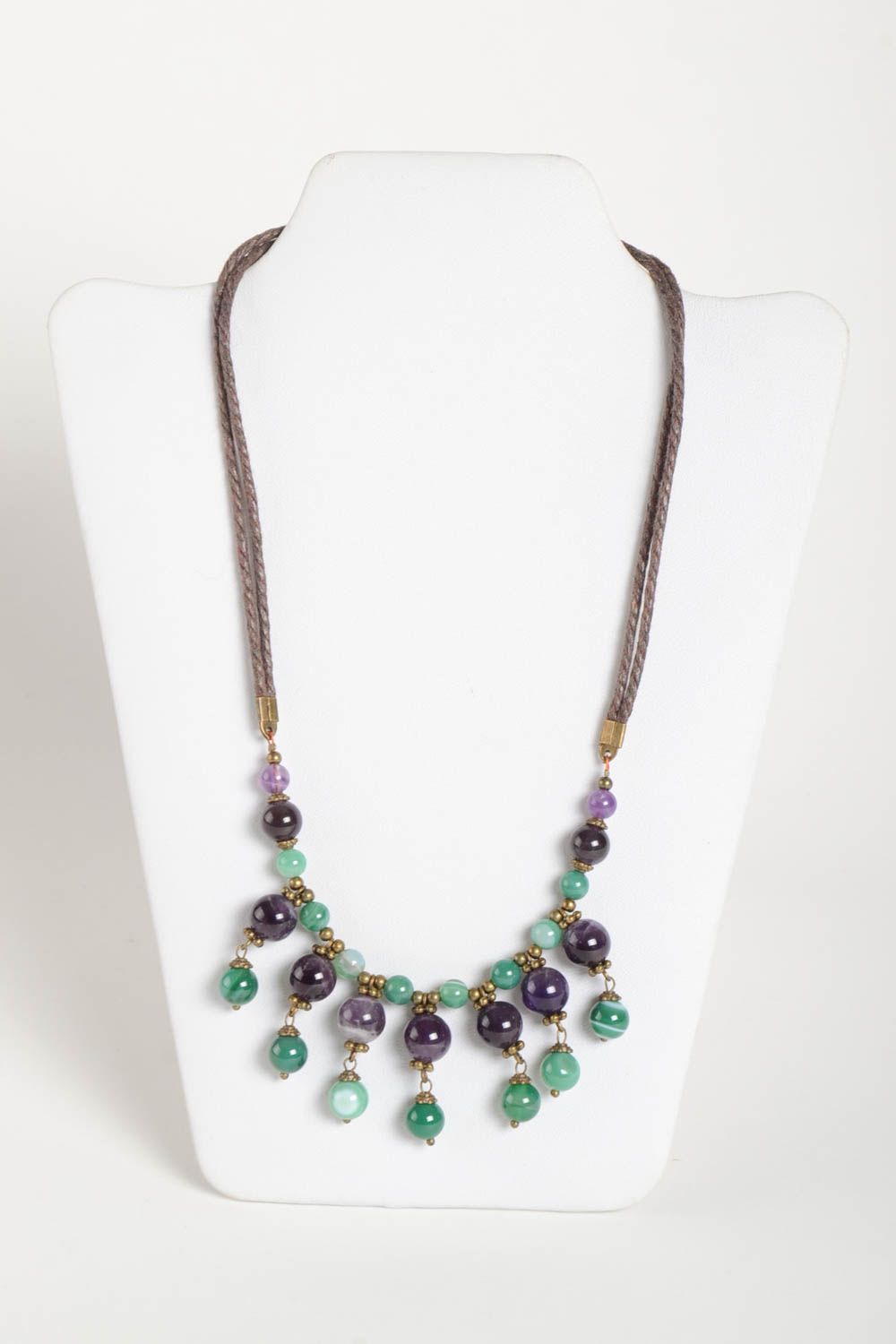 Handmade beaded elegant necklace stylish unusual jewelry natural stone necklace photo 2
