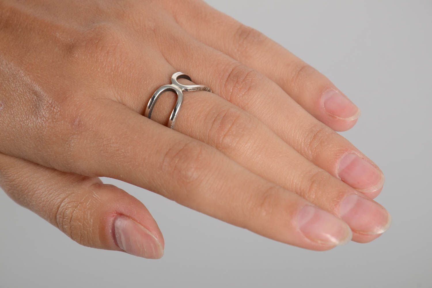 Женский перстень ручной работы серебряное кольцо двойное женское кольцо фото 2