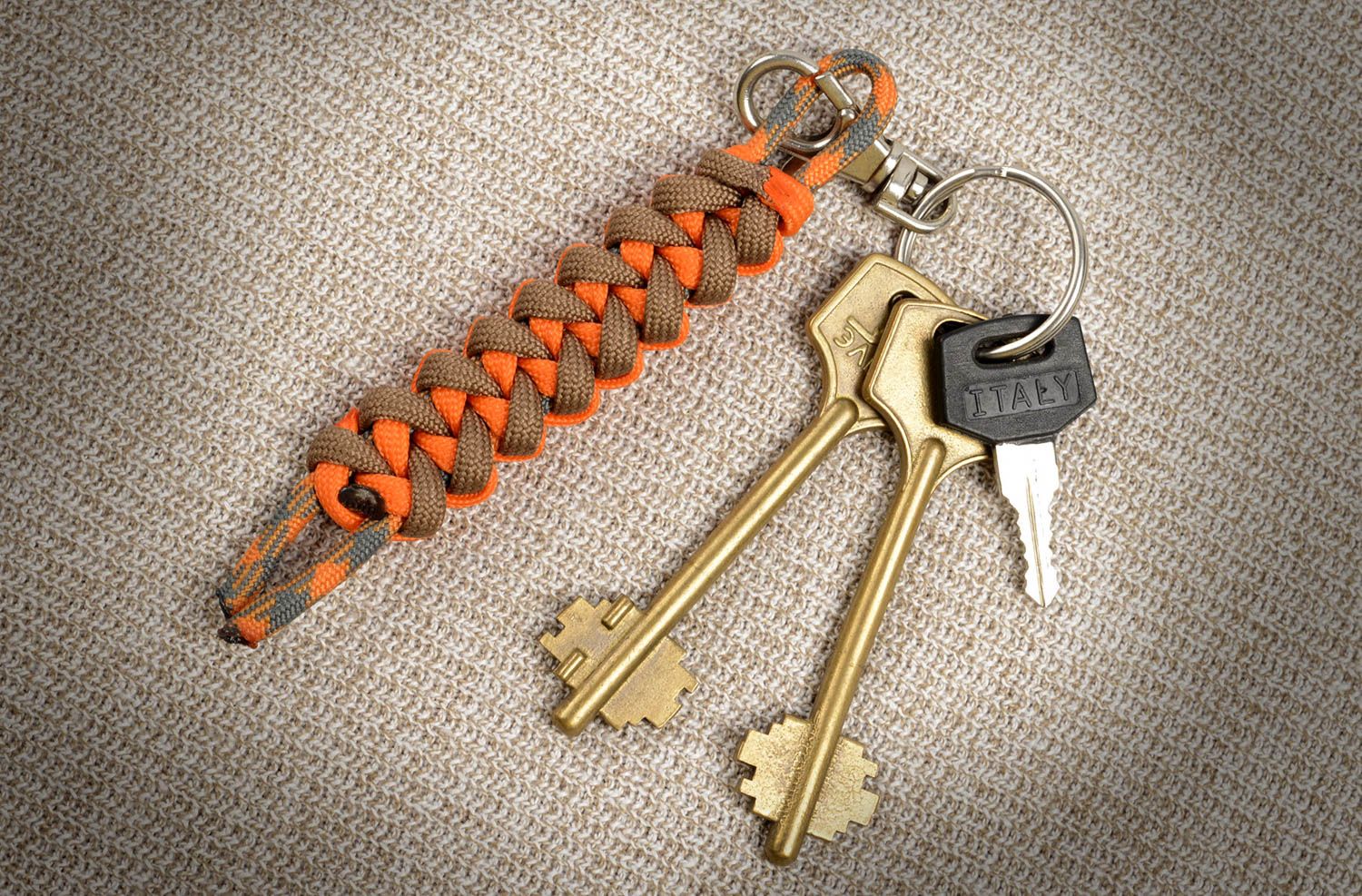 Llavero de paracord artesanal accesorio para llaves regalo original naranja foto 5